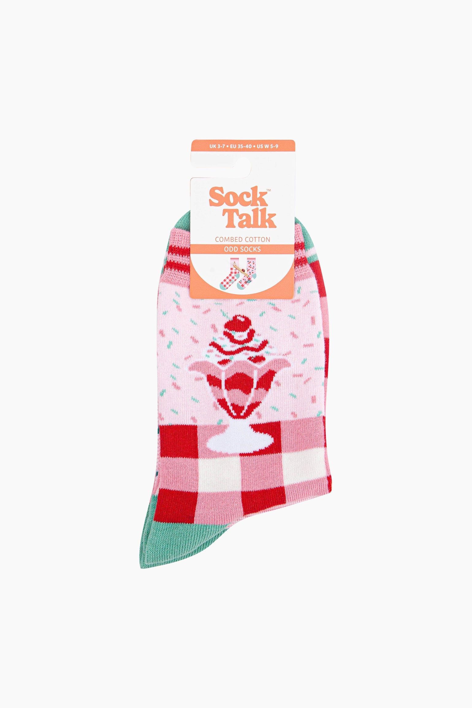 Pink Ice Cream Sundae Combed Cotton Odd Socks, Image 4 of 4