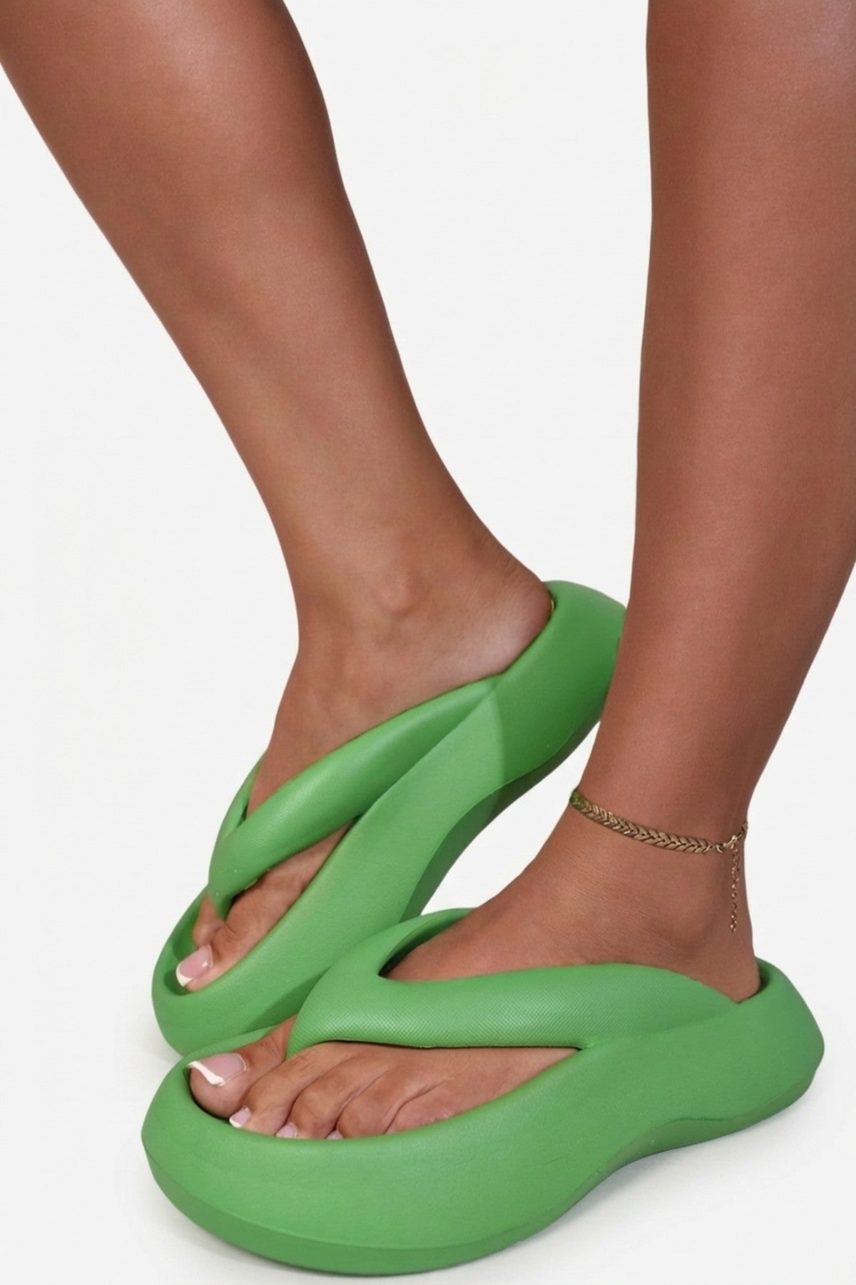 Green iKrush Green Cora Chunky Platform Flip-flops Sandals, Image 3 of 8
