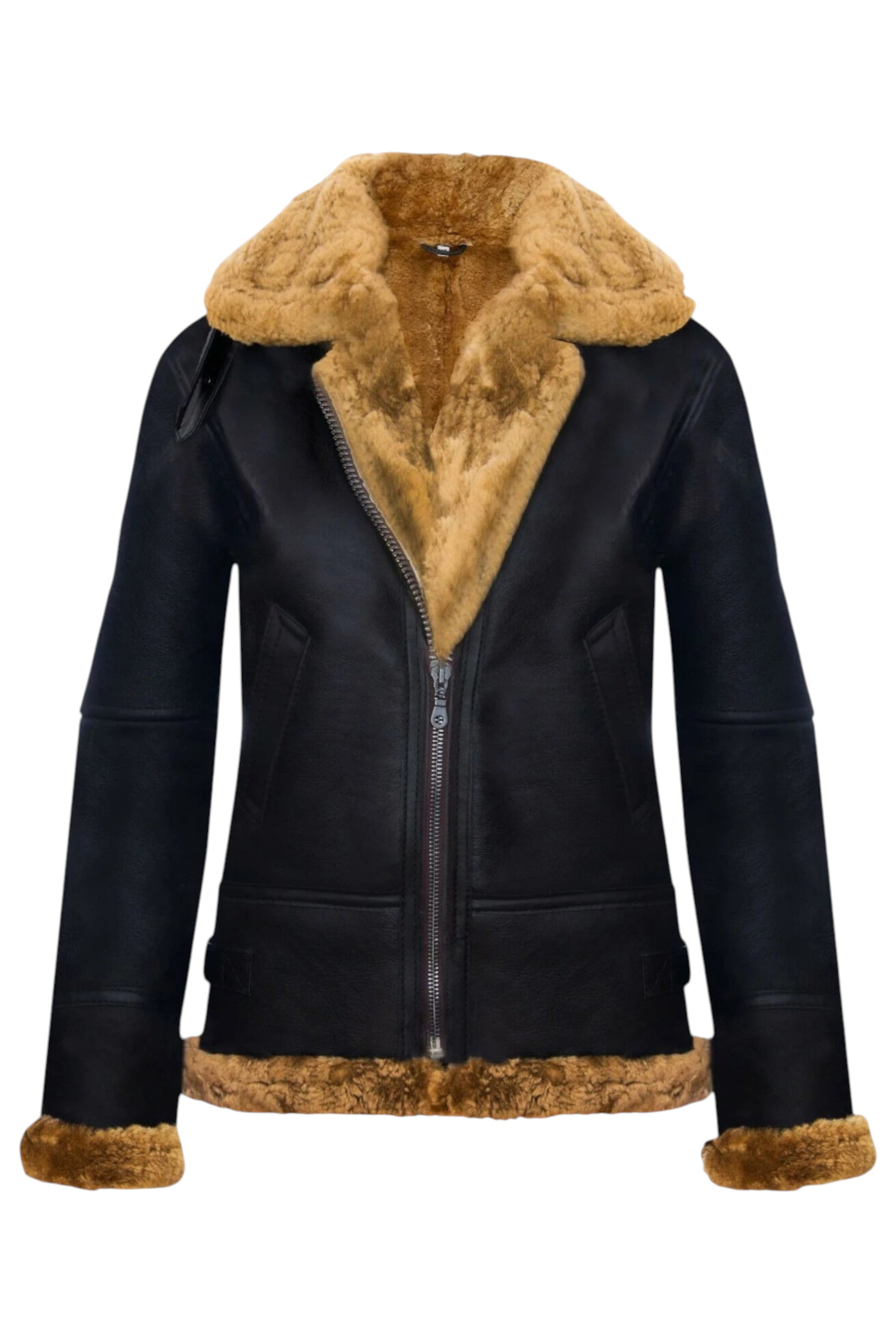 Brown Sheep Leather Hood Flying Bomber Jacket, Image 2 of 8