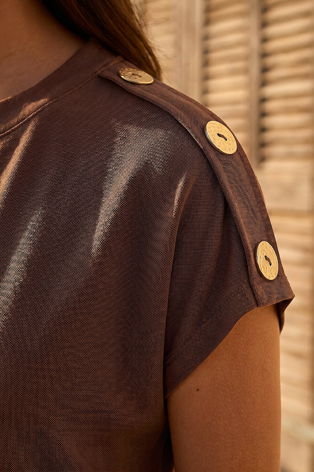 Chocolate Button Detail Midi Dress , Image 5 of 4