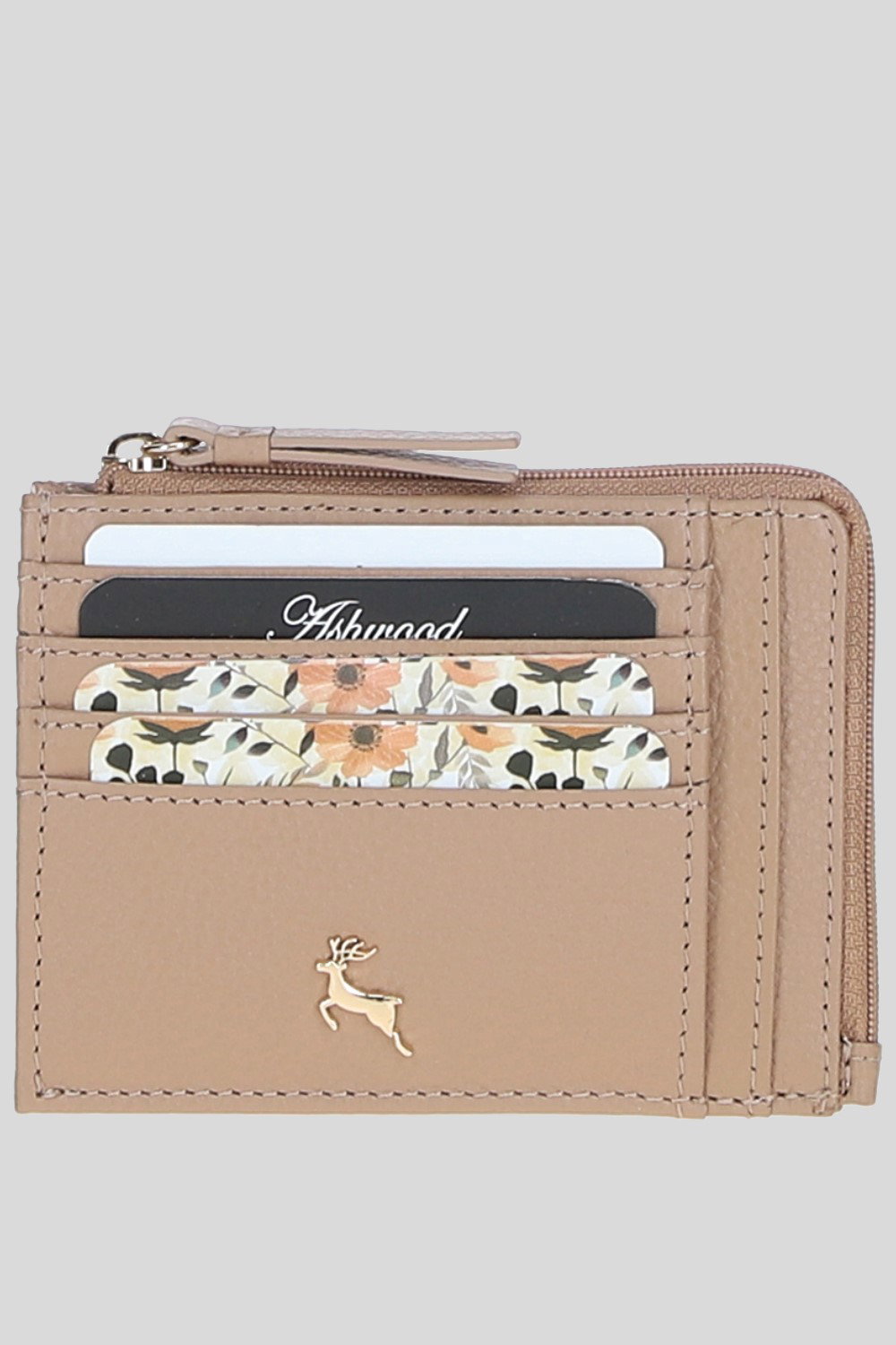 Beige Real Leather Small Purse with RFID Protection, Image 1 of 4