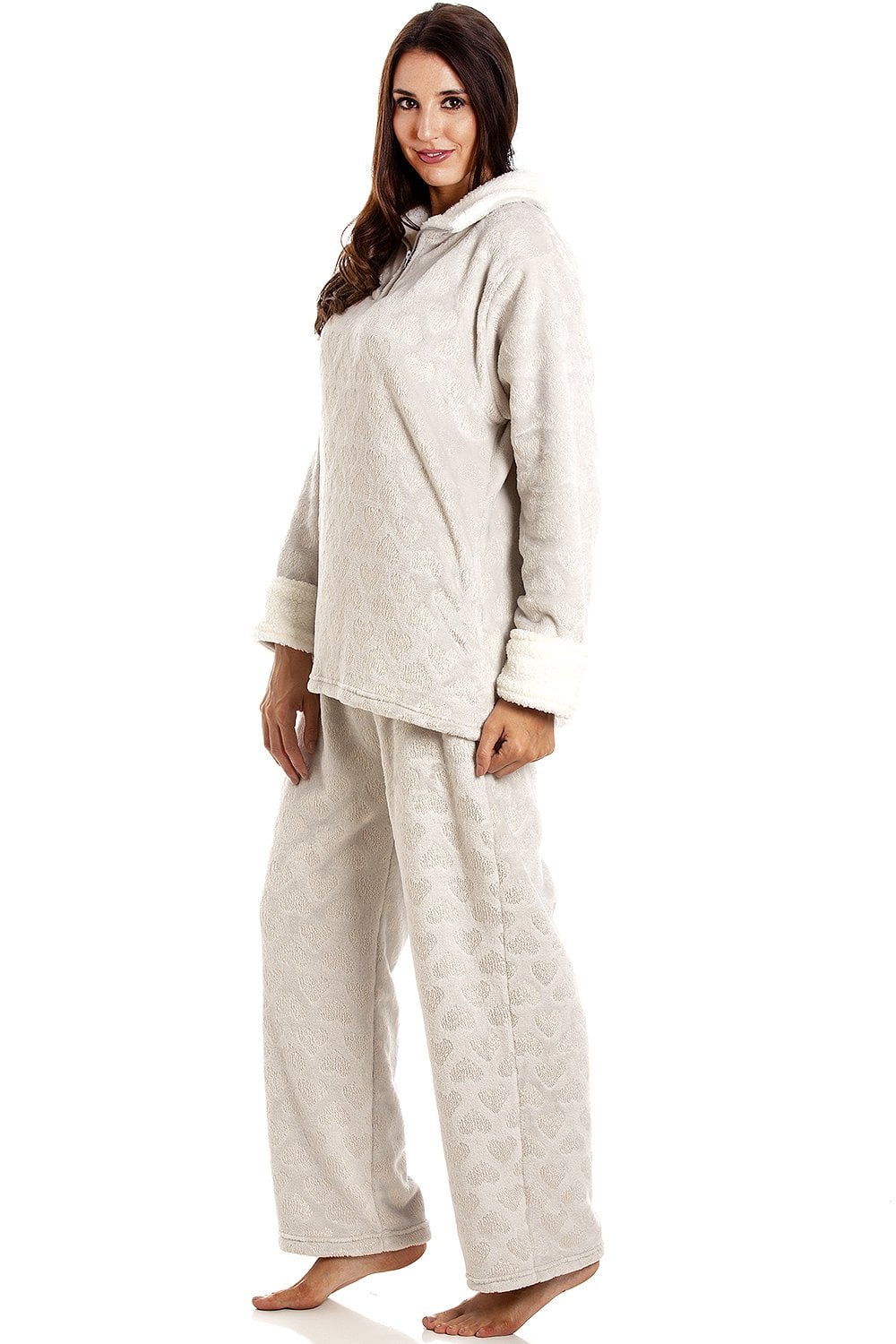 Light Grey Supersoft Glitter Heart Pyjama Set, Image 4 of 5