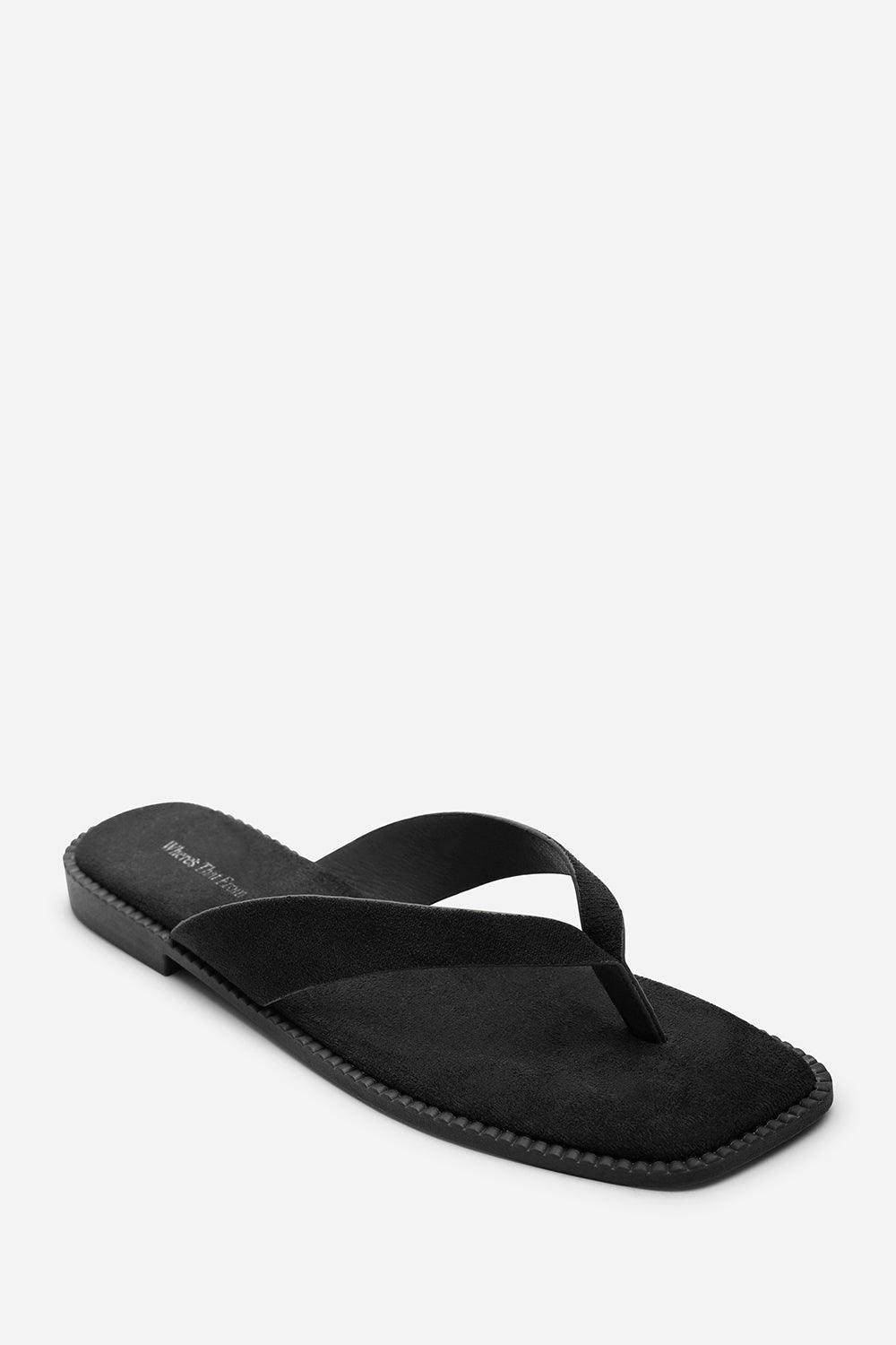 Black Where's That From Black Lirena Square Toe Flip Flop Sandal, Image 3 of 6