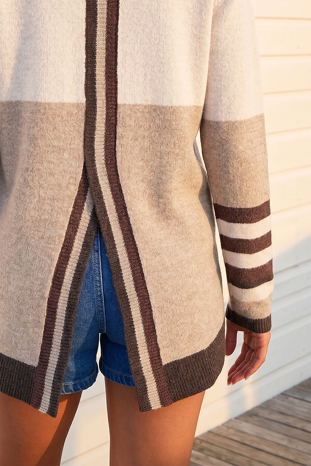 Neutral Colour Block Stripe Jumper, Image 5 of 4