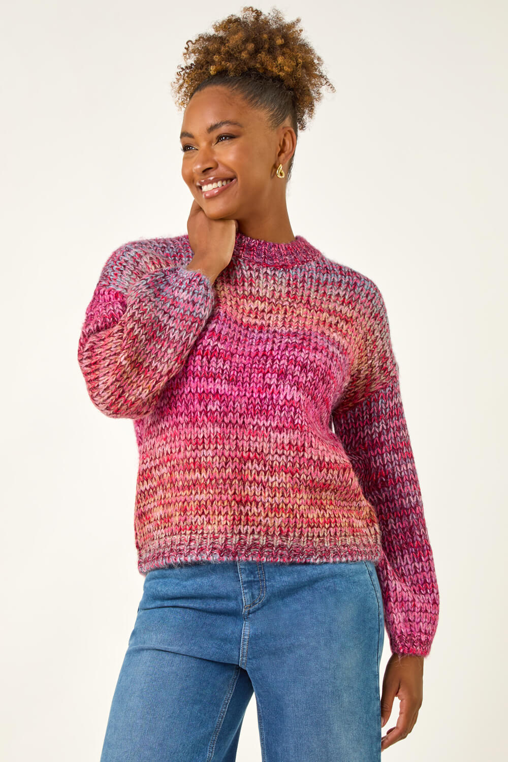 Pink Metallic Ombre Knit Jumper, Image 5 of 5