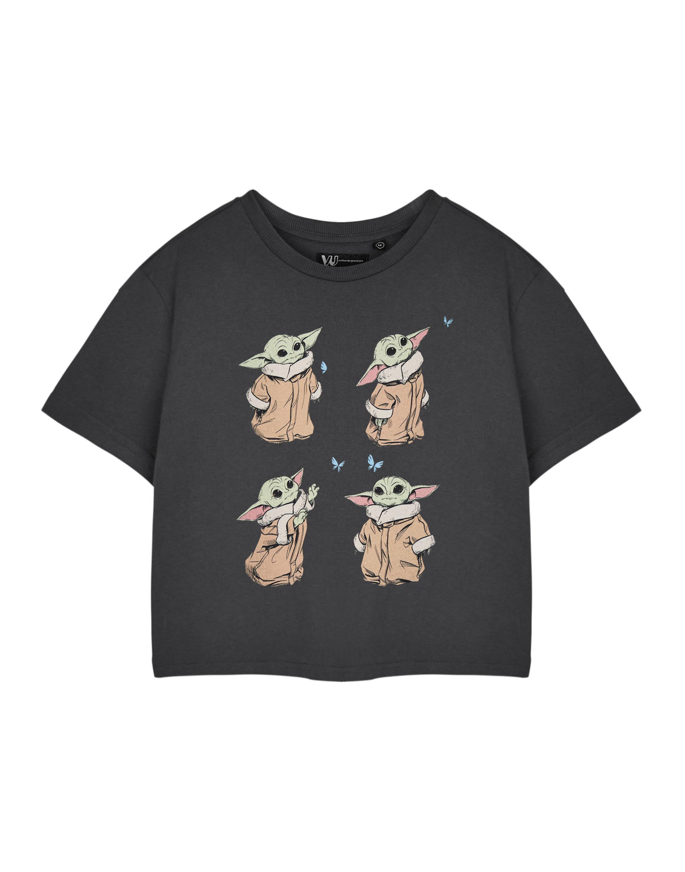 Charcoal Star Wars Cute Cropped Short Sleeved T-Shirt, Image 1 of 6