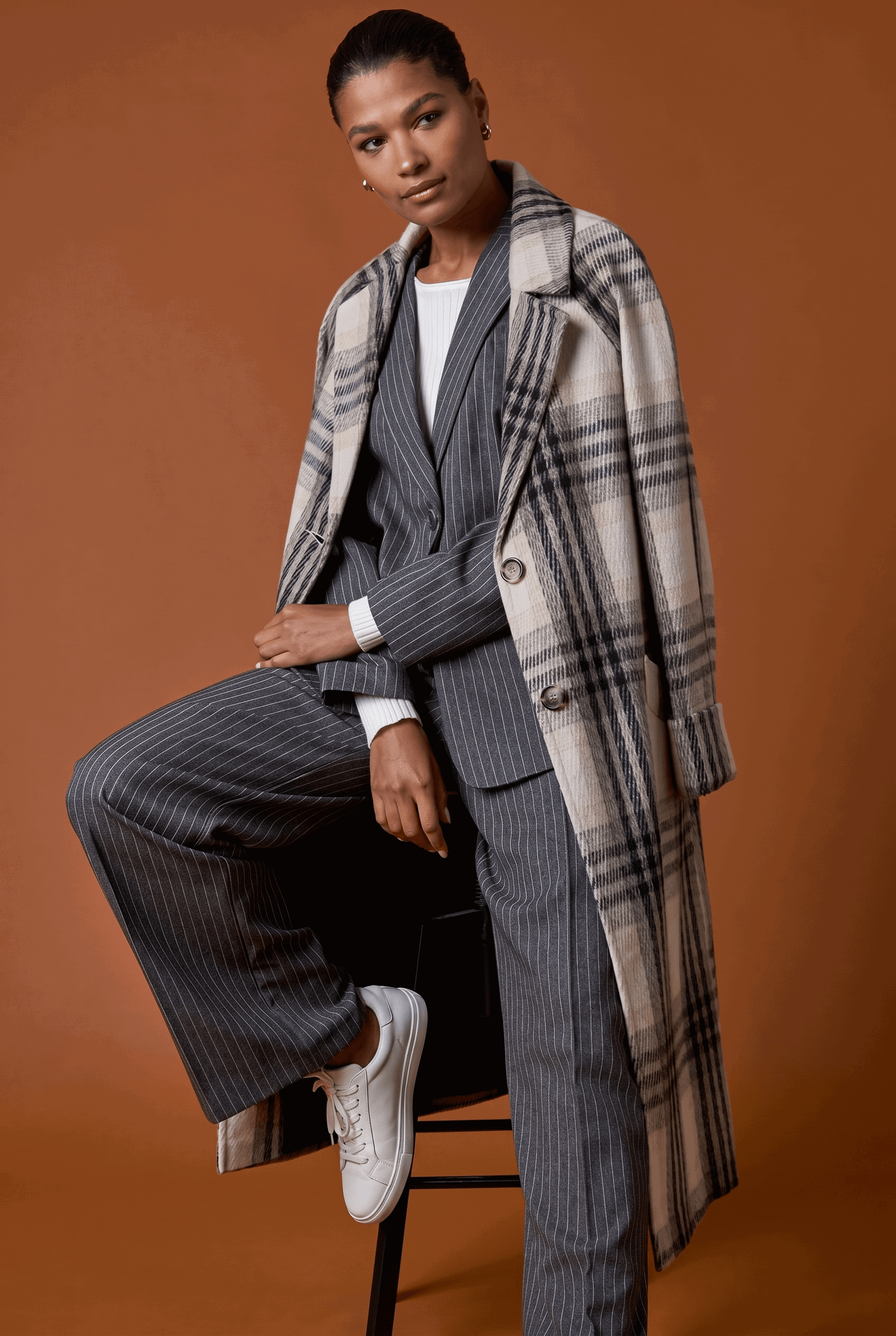 Charcoal Stripe Wide Leg Pocket Trouser , Image 8 of 7