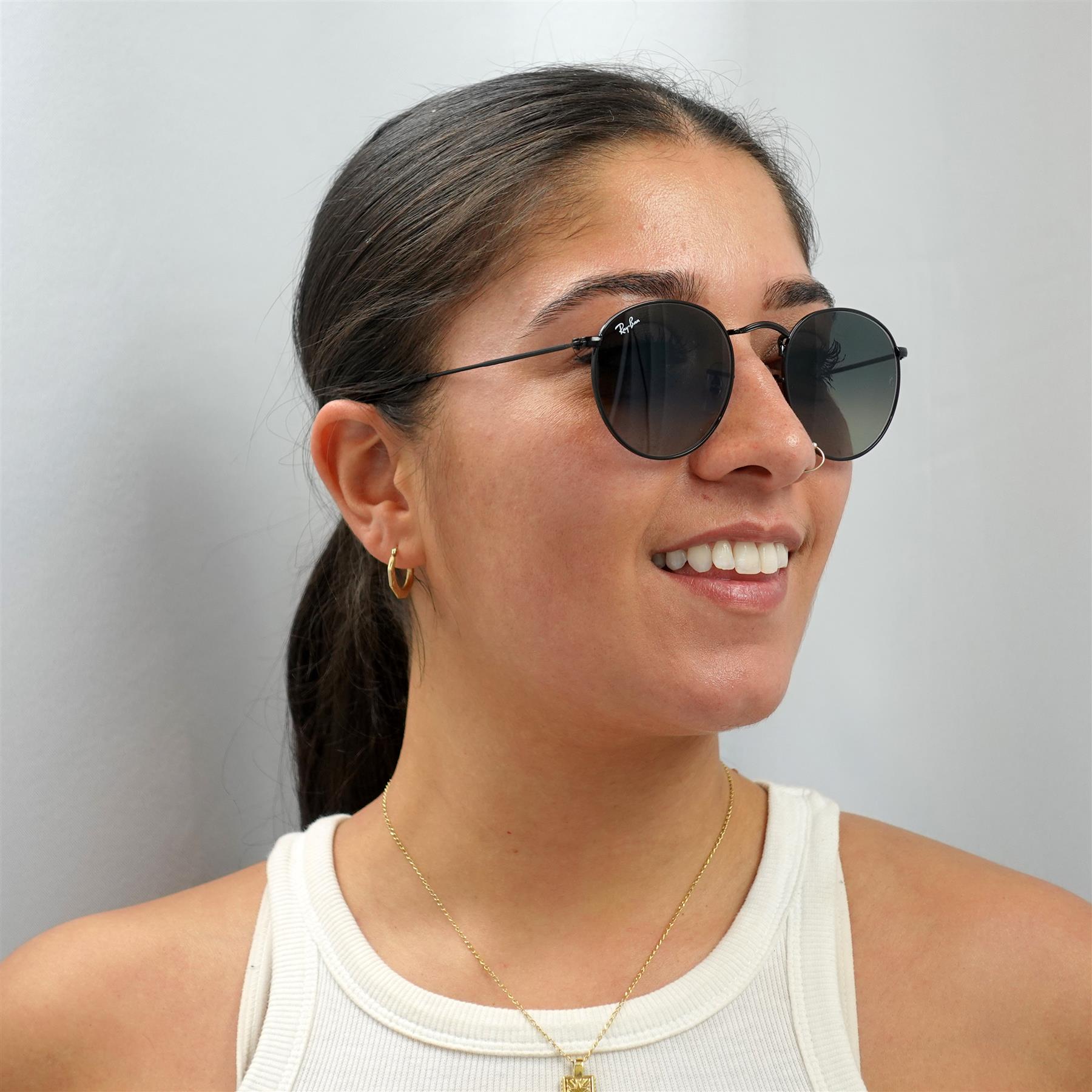 Black Ray-Ban Black Round Black Grey Gradient Sunglasses, Image 5 of 6