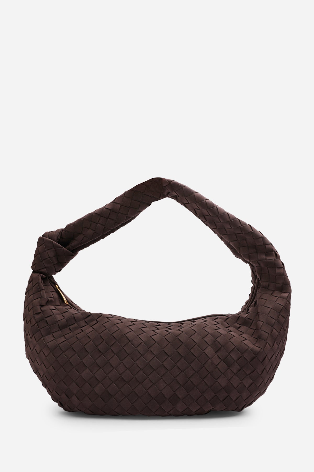 Dark Brown Aqua Knotted Strap Woven Shoulder Bag, Image 1 of 5