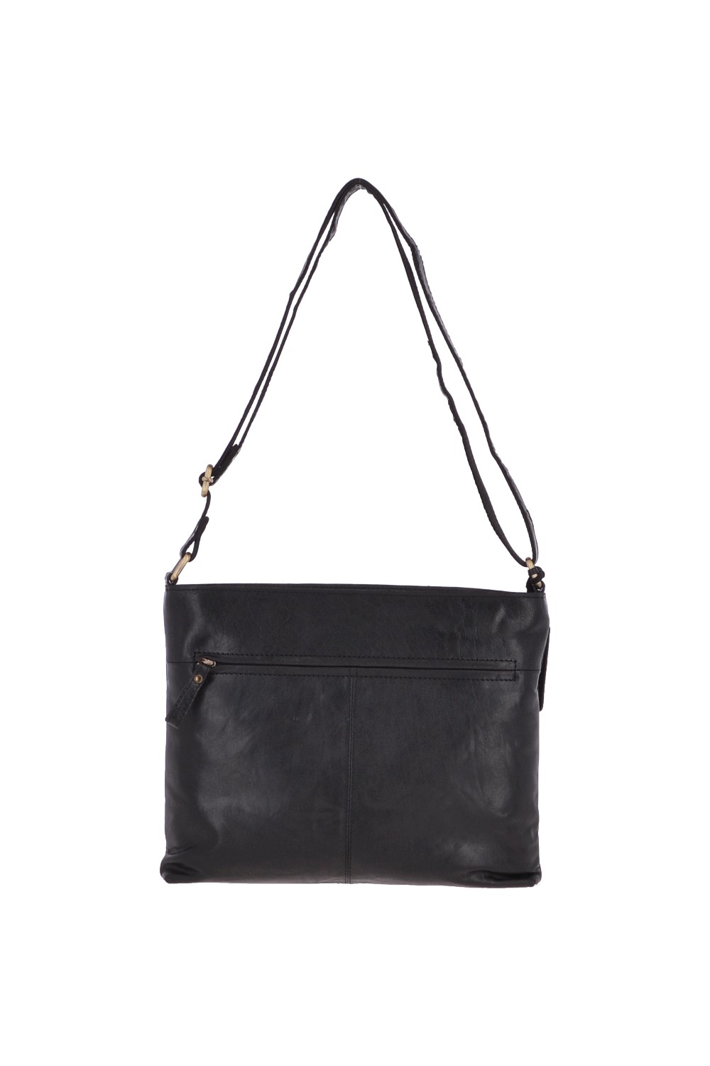 Black Real Leather Vintage Medium Shoulder Bag, Image 3 of 4