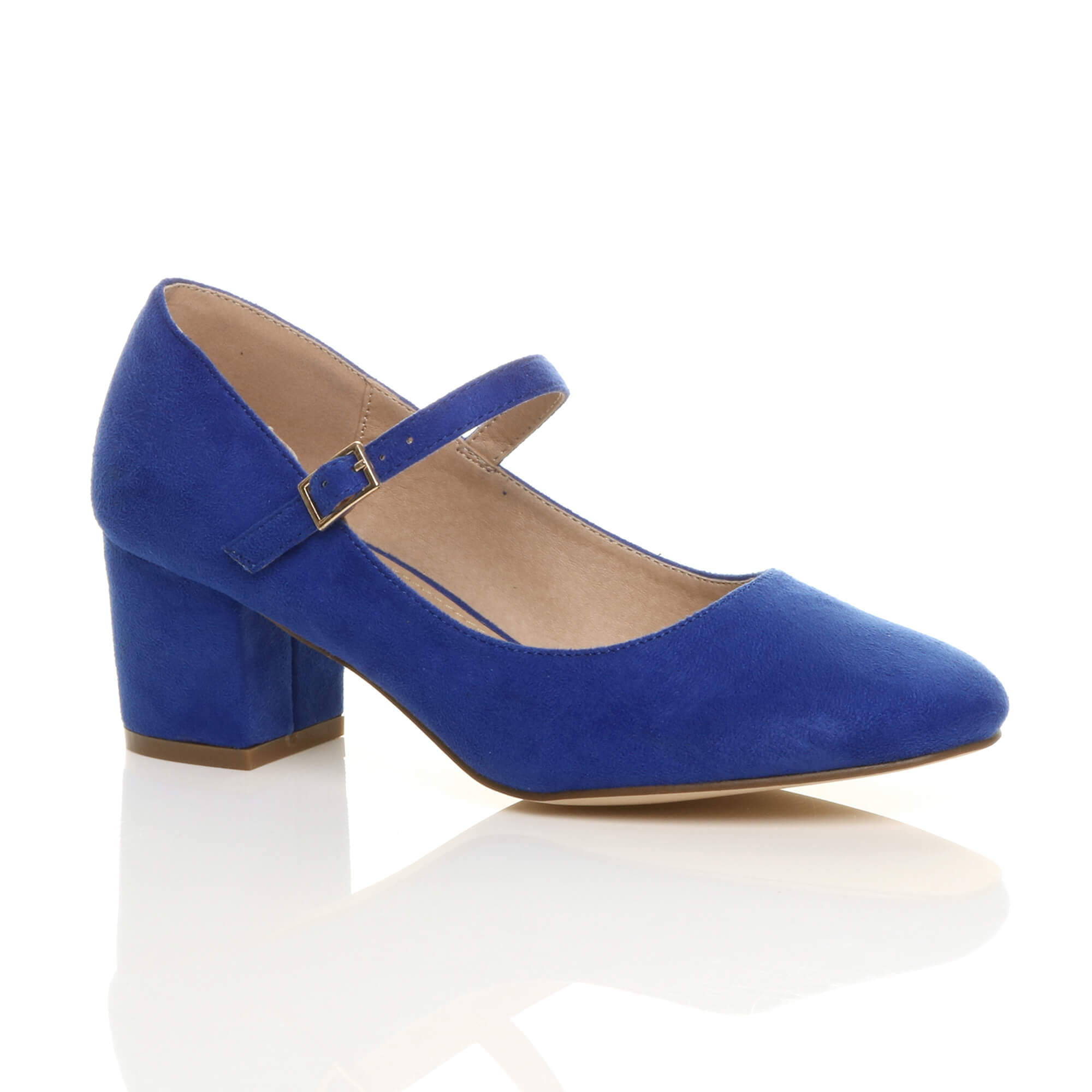 Royal Blue AJVANI Royal Blue Mid Block Heel Mary Jane Court Shoes, Image 1 of 6