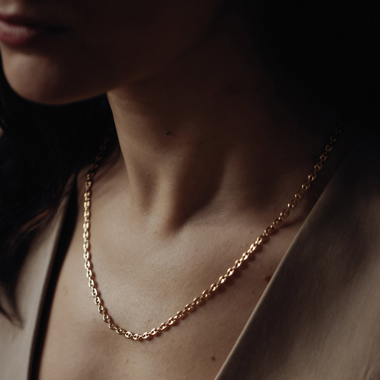 Gold Coffee Bean Necklace Luxe, Image 2 of 4