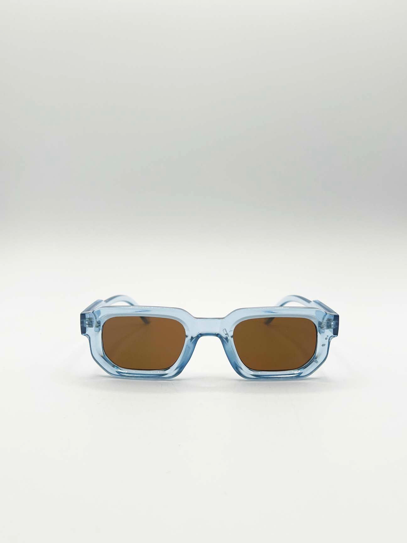 Blue Chunky Retro Square Sunglasses, Image 1 of 6