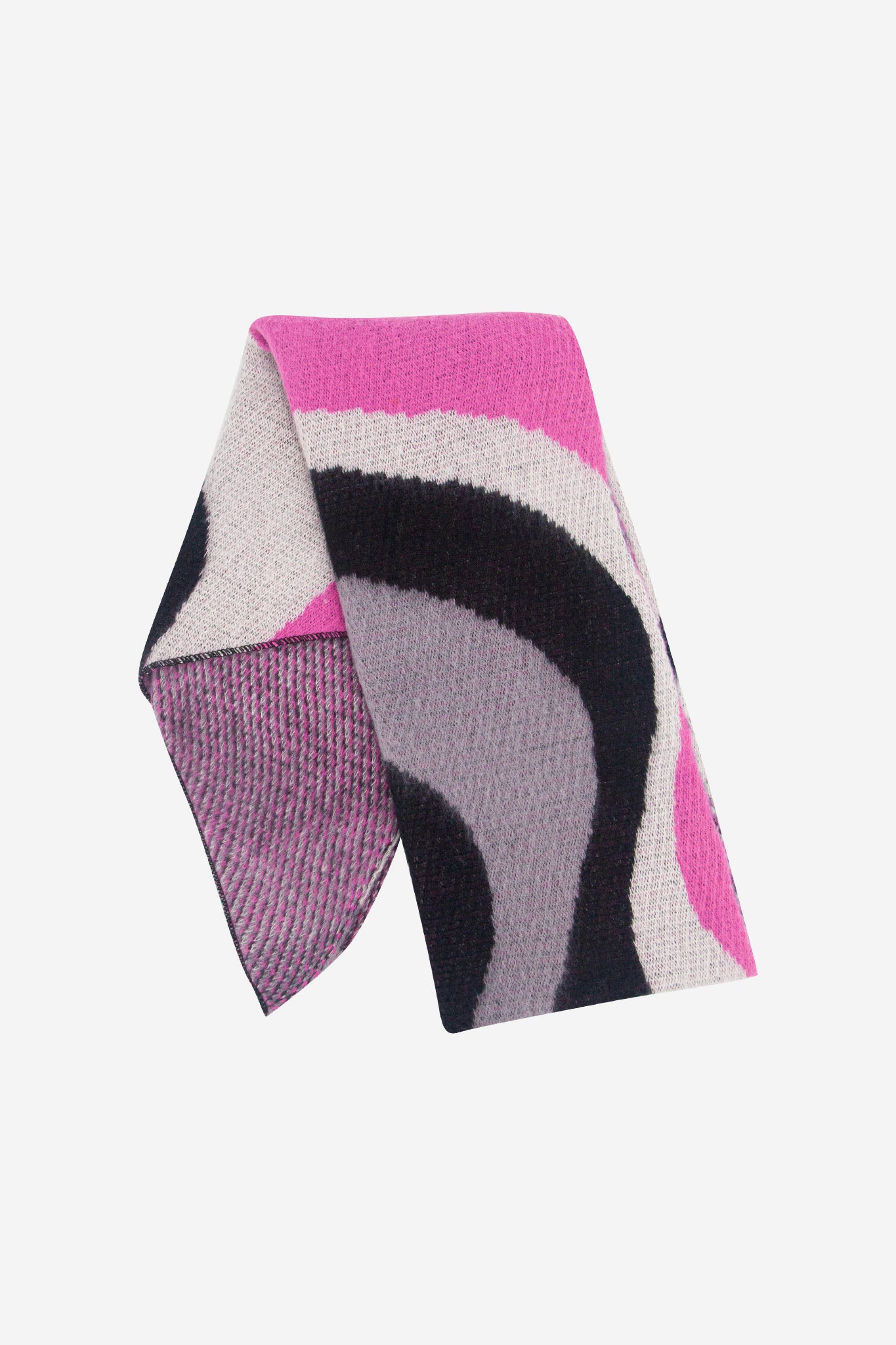 Pink Wave Stripe Winter Scarf, Image 4 of 4