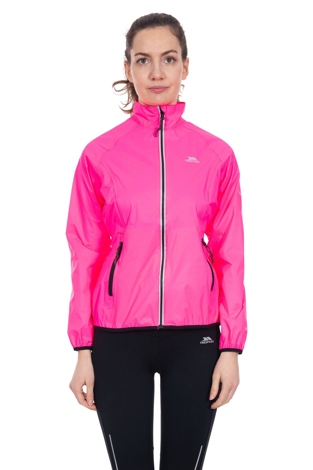 Pink Flourescent Trespass Pink Flourescent Beaming Packaway HiVis Jacket, Image 7 of 8