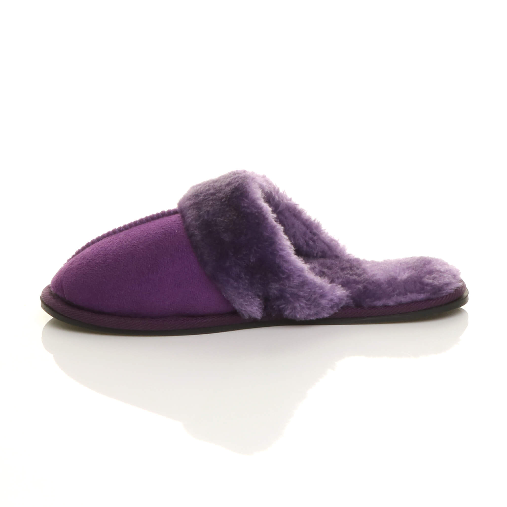 Purple AJVANI Purple Faux Fur Lined Mules Slippers, Image 3 of 5