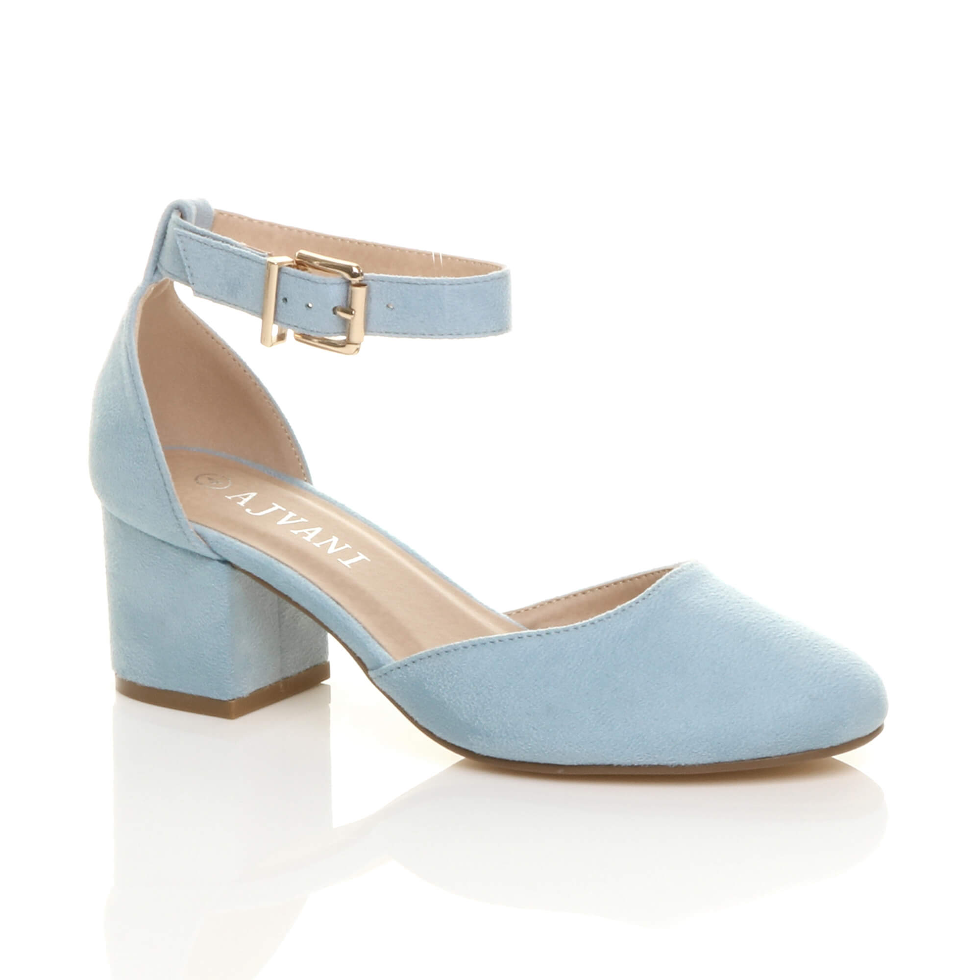 Purple Mid Block Heel Ankle Strap 2 Part Heels