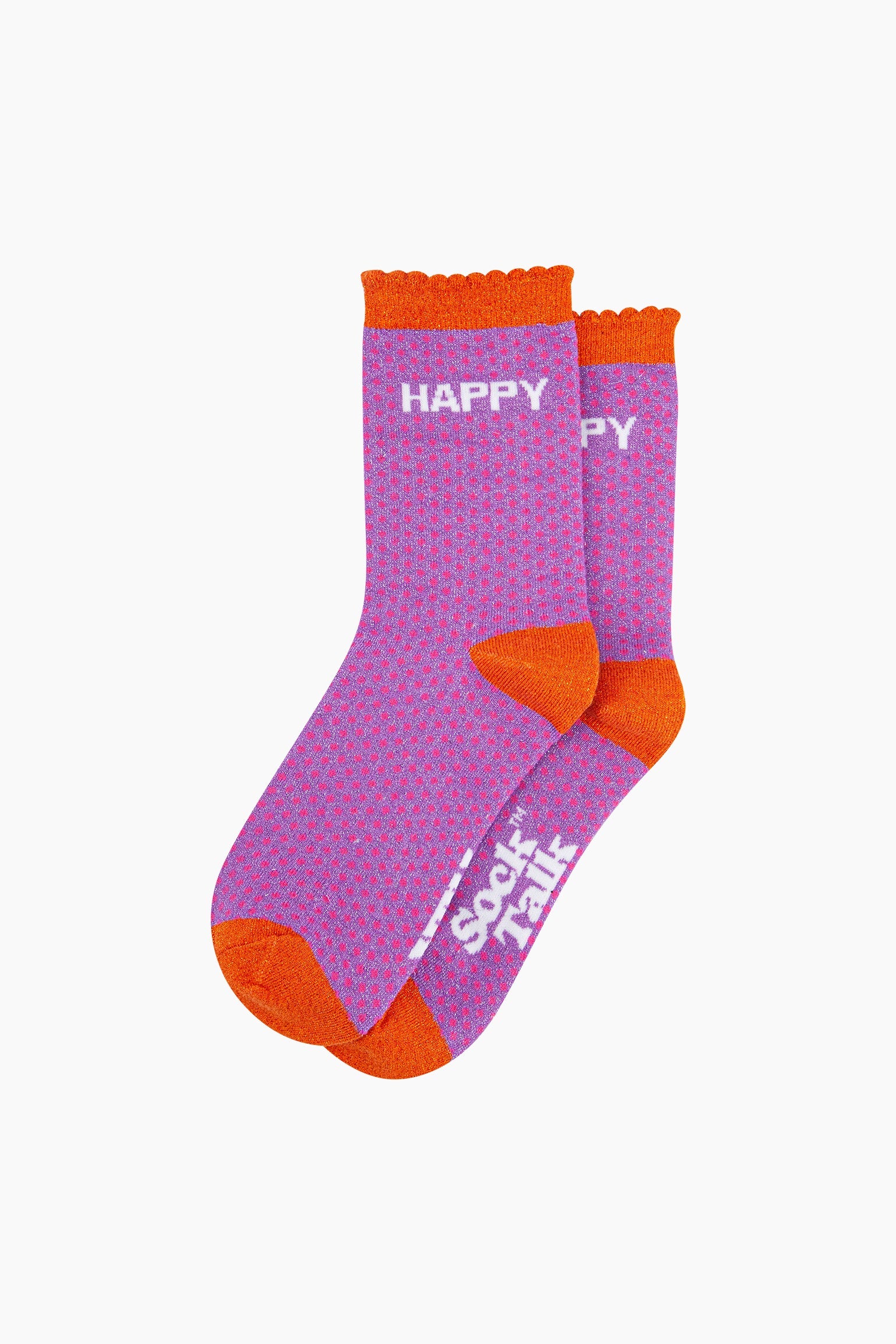 Lilac Happy Combed Cotton Glitter Socks, Image 3 of 4