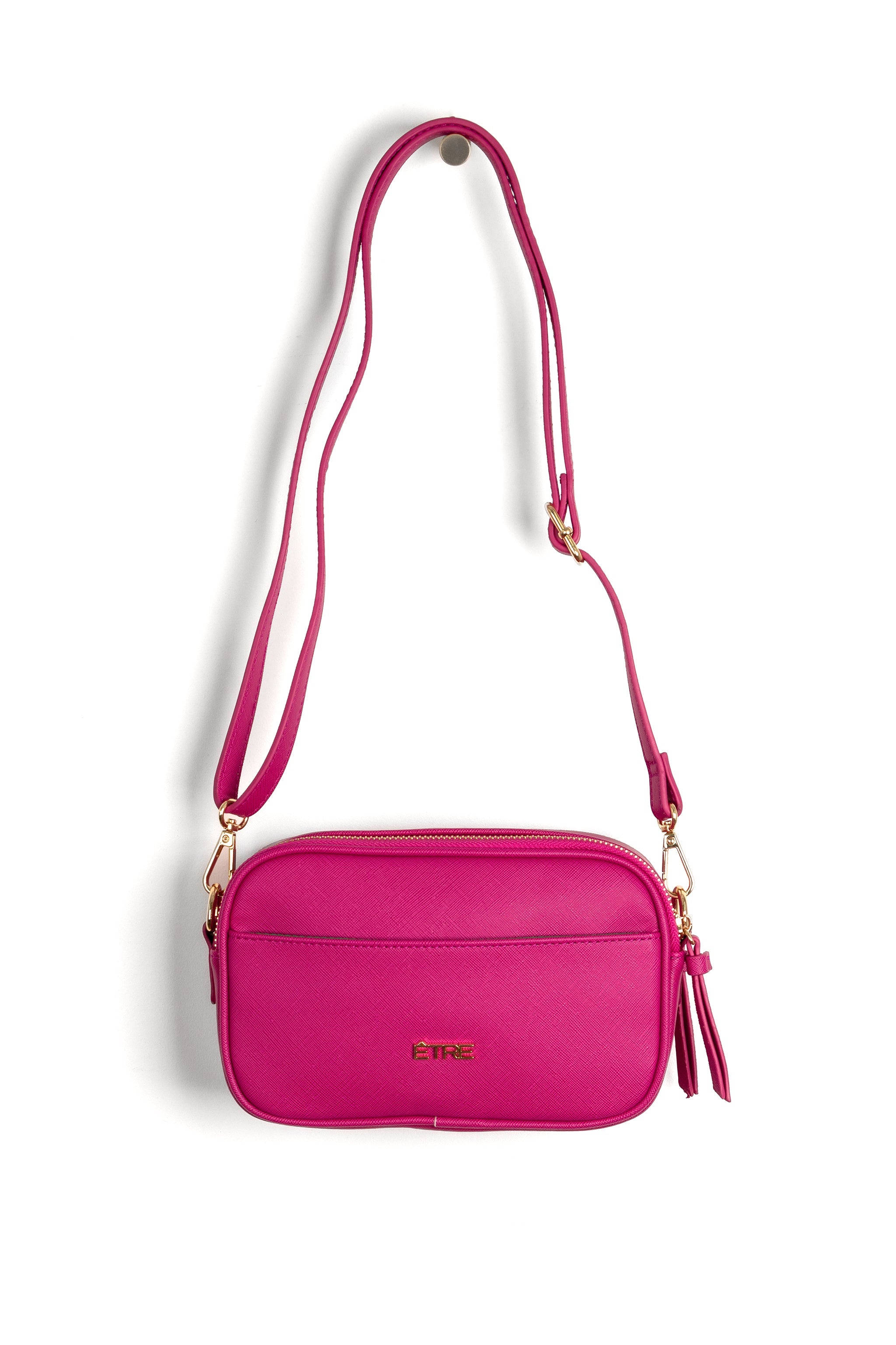 Pink Dual Zipper Crossbody Camera Bag