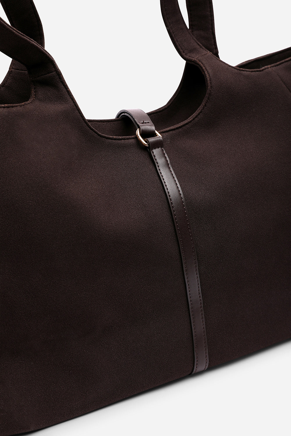 Dark Brown Where's That From Dark Brown Cabana Suede Shoulder Tote Bag, Image 5 of 7
