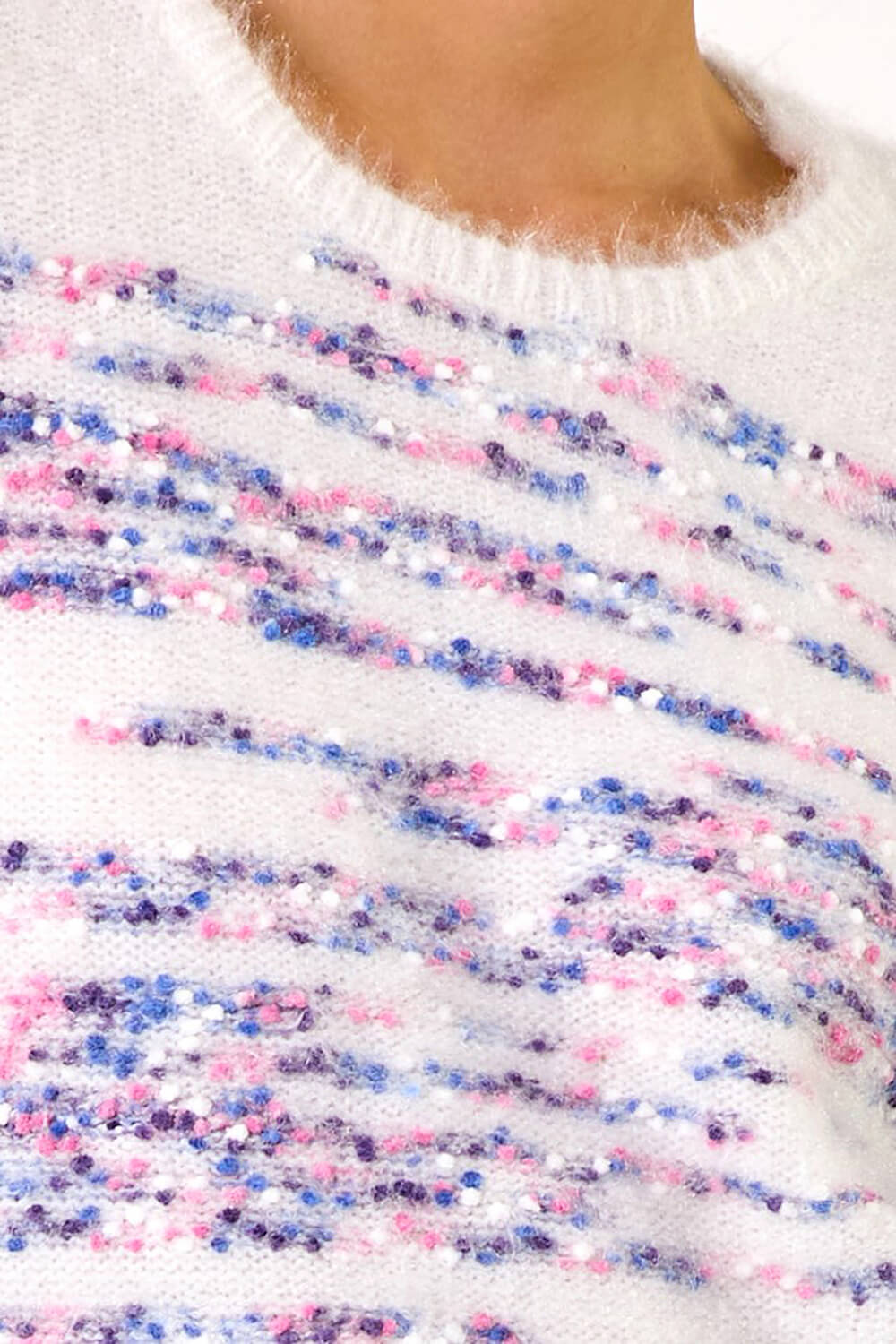 Ivory  Space Dye Fluffy Knit Jumper, Image 6 of 5