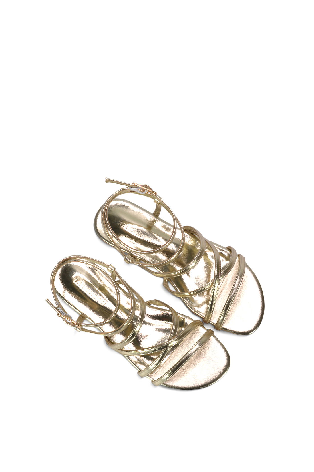 Gold XY LONDON Gold Flat Gladiator Strappy Sandals With Open Toe, Image 6 of 6