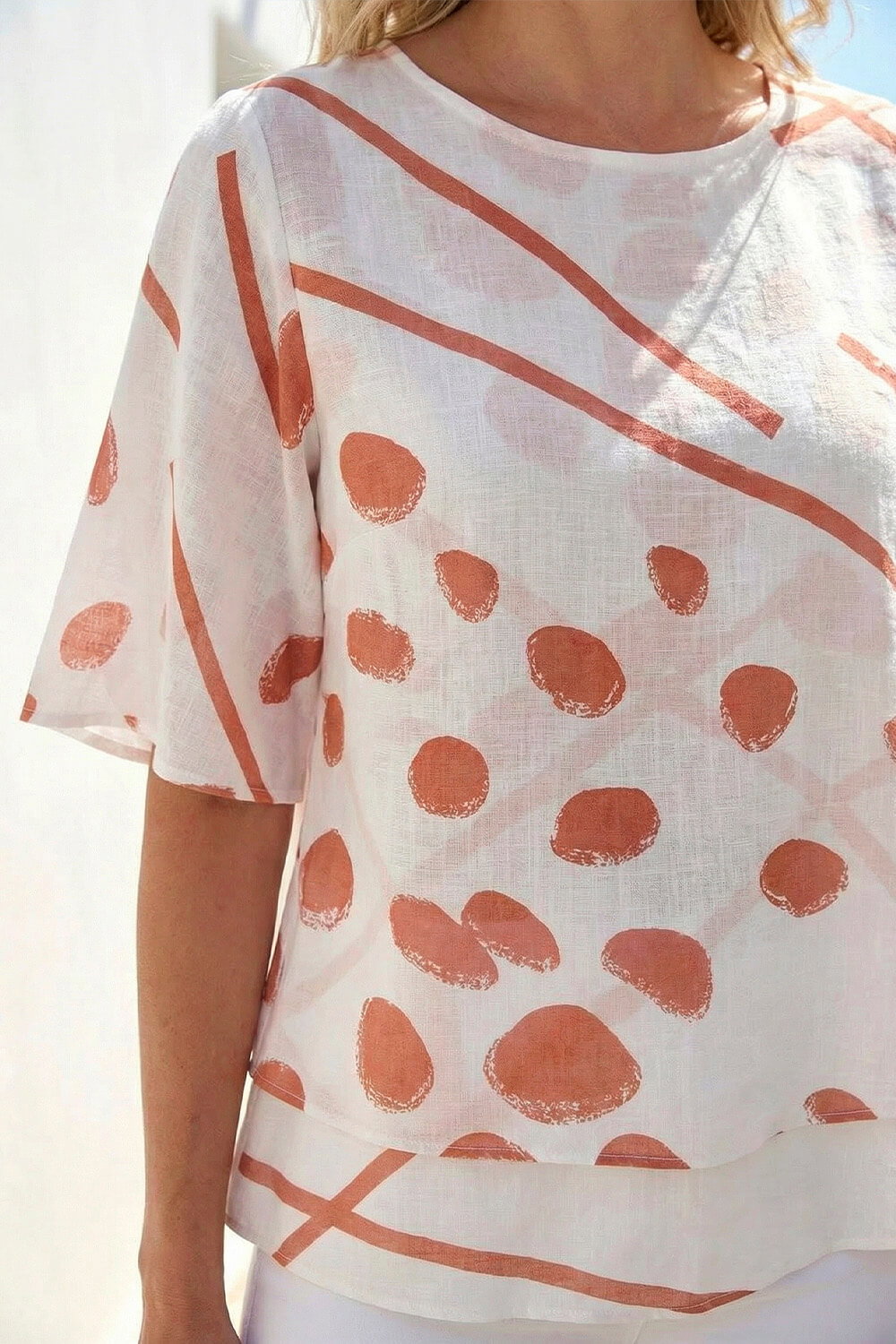 Ivory Abstract Layered Tunic Top, Image 5 of 4