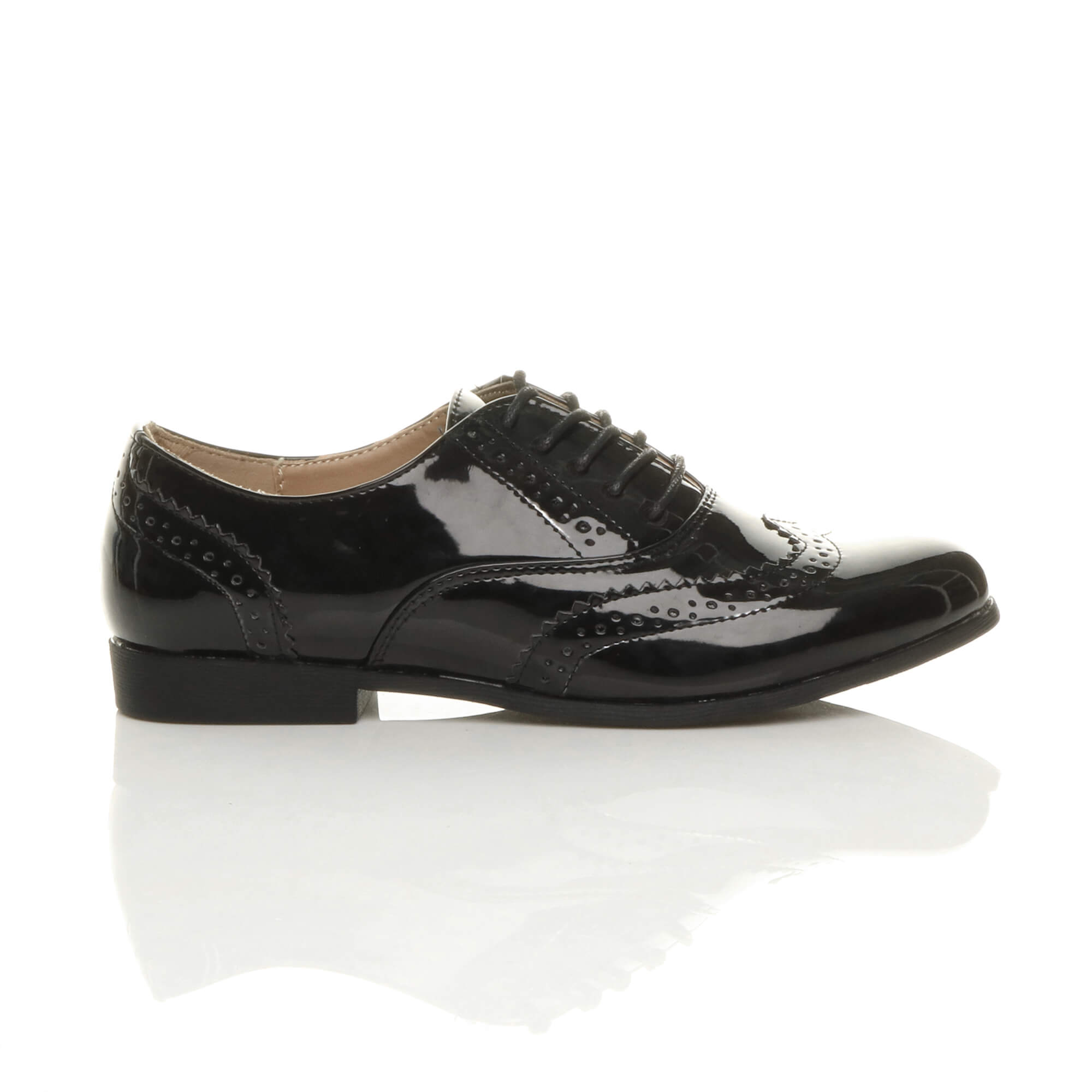 Black Flat Lace Up Oxfords Brogues, Image 2 of 6
