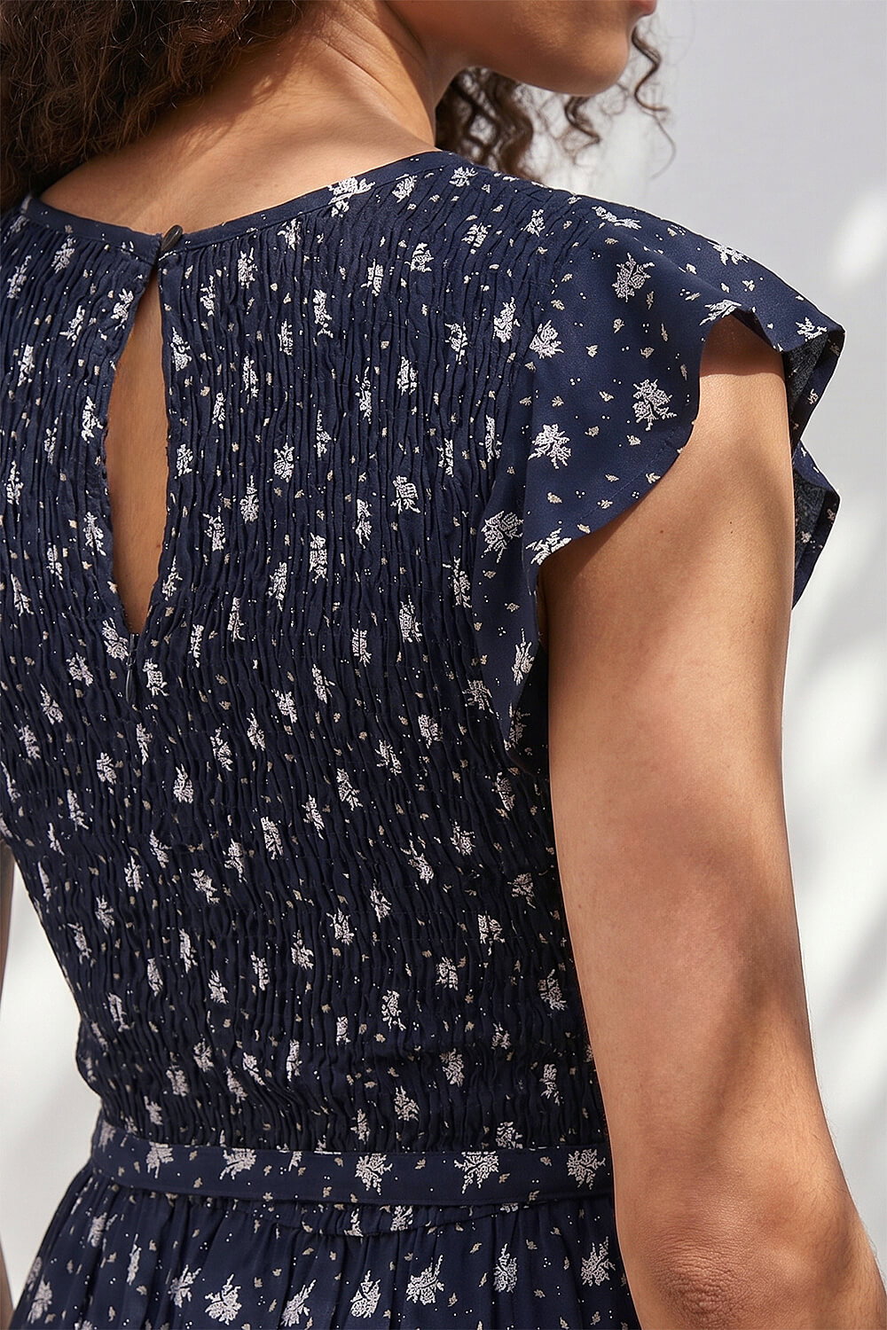 Navy Petite Frill Sleeve Jumpsuit, Image 5 of 4