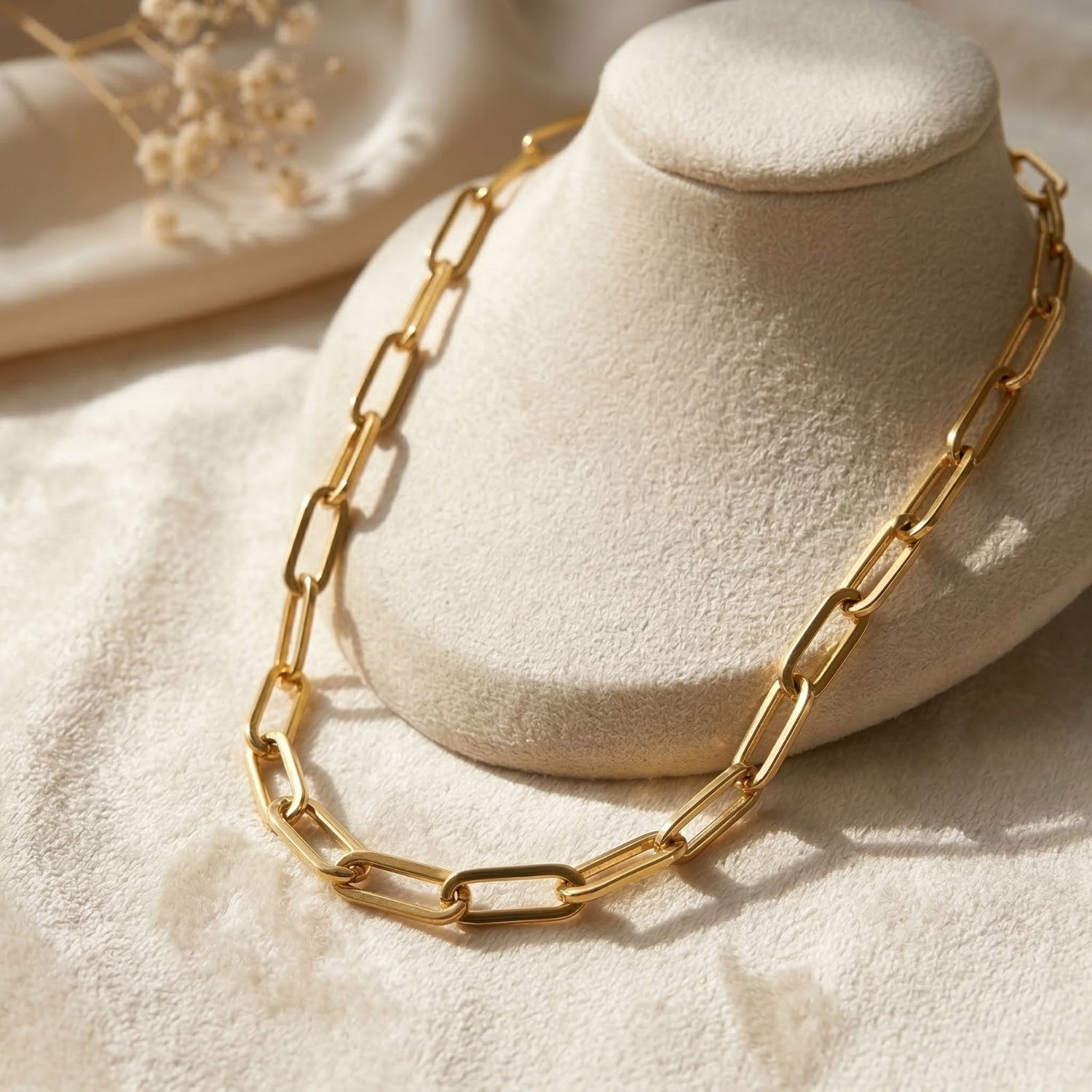 Gold 18ct Gold Plated Paperclip Necklace, Image 1 of 3