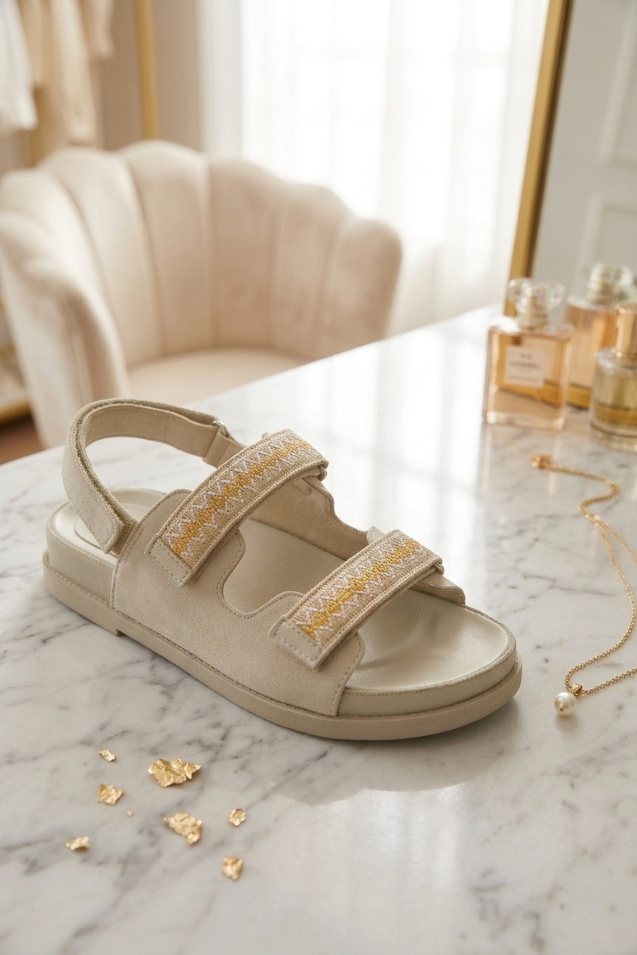 Beige Femme Luxe Beige Gladiator Style Flat Sandals - Jessica, Image 2 of 2