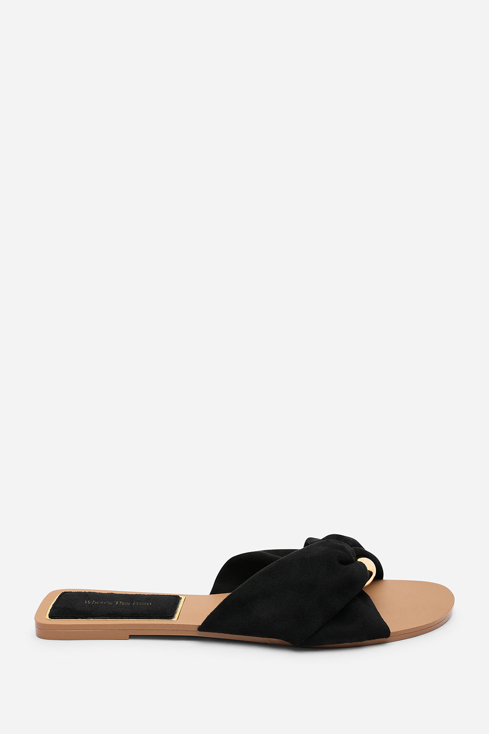 Black Lavina Knot Detail Slide On Sandal, Image 3 of 6