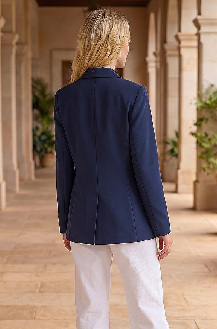 Navy Smart Longline Blazer, Image 4 of 4