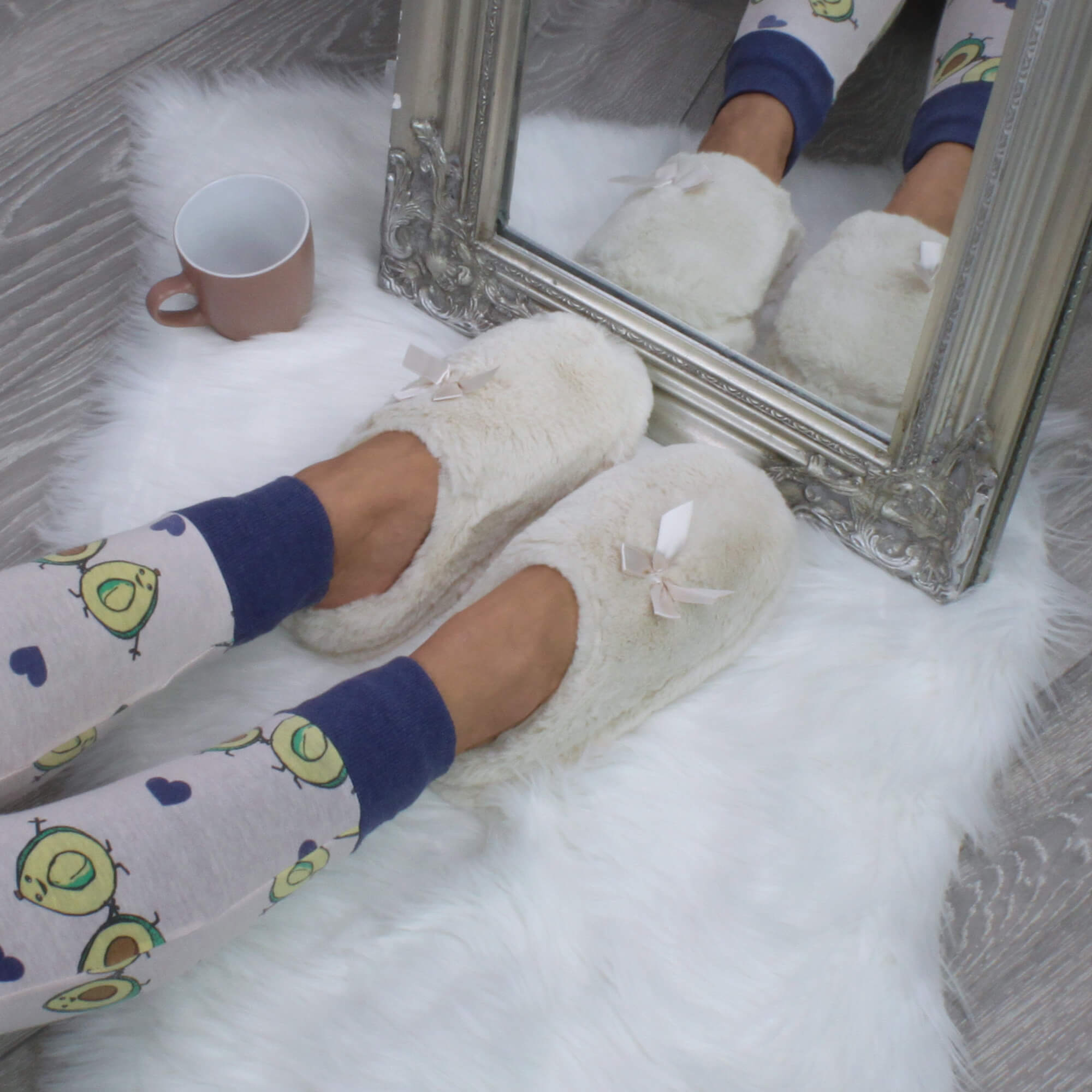 Beige AJVANI Beige Fluffy Mule Slippers, Image 5 of 6
