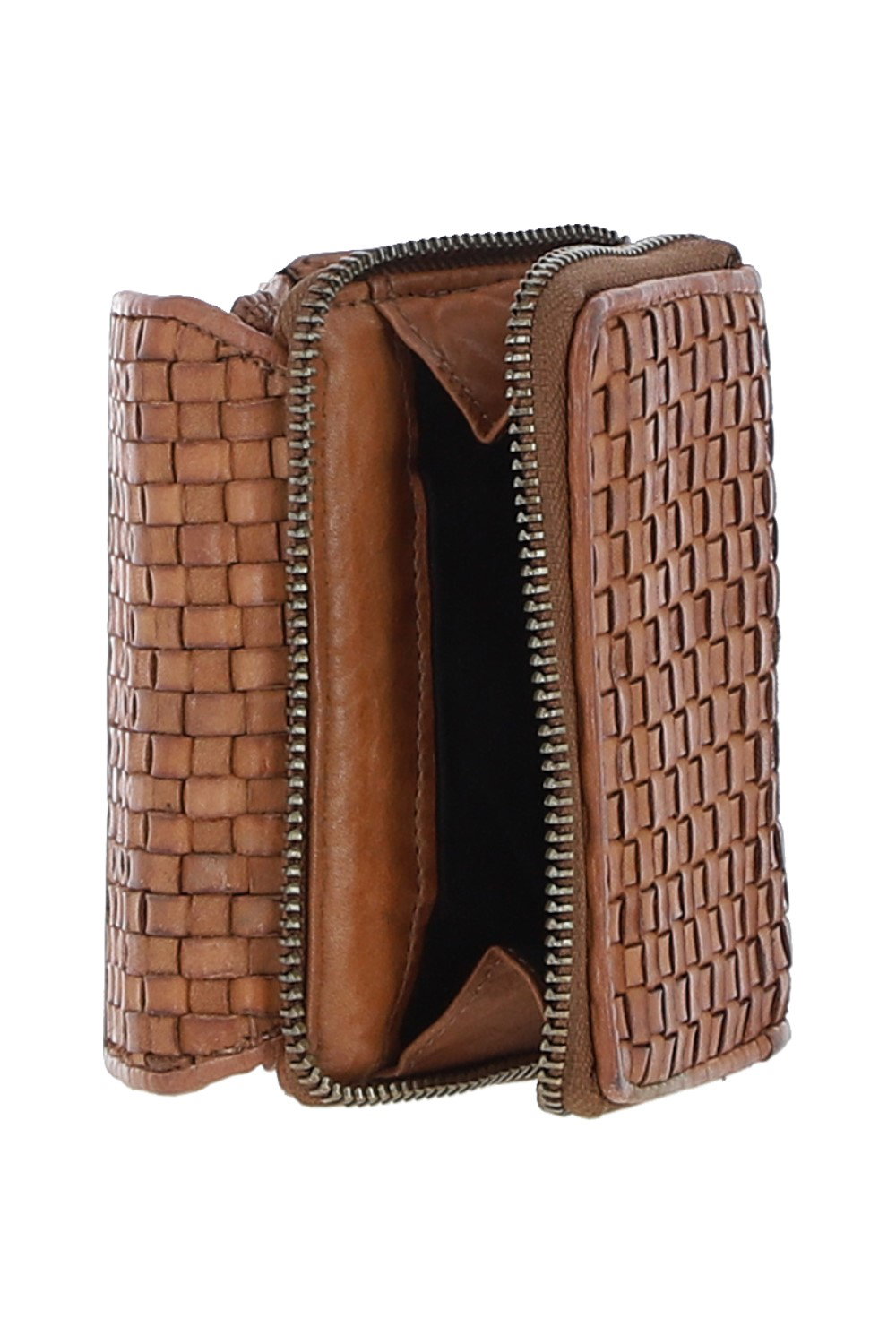 Taupe Vintage Woven Leather 7 Card Purse, Image 1 of 4