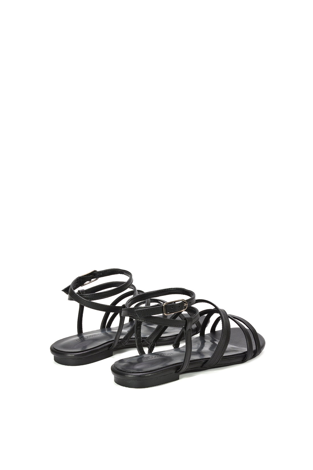 Black XY LONDON Black Flat Gladiator Strappy Sandals With Open Toe, Image 4 of 6