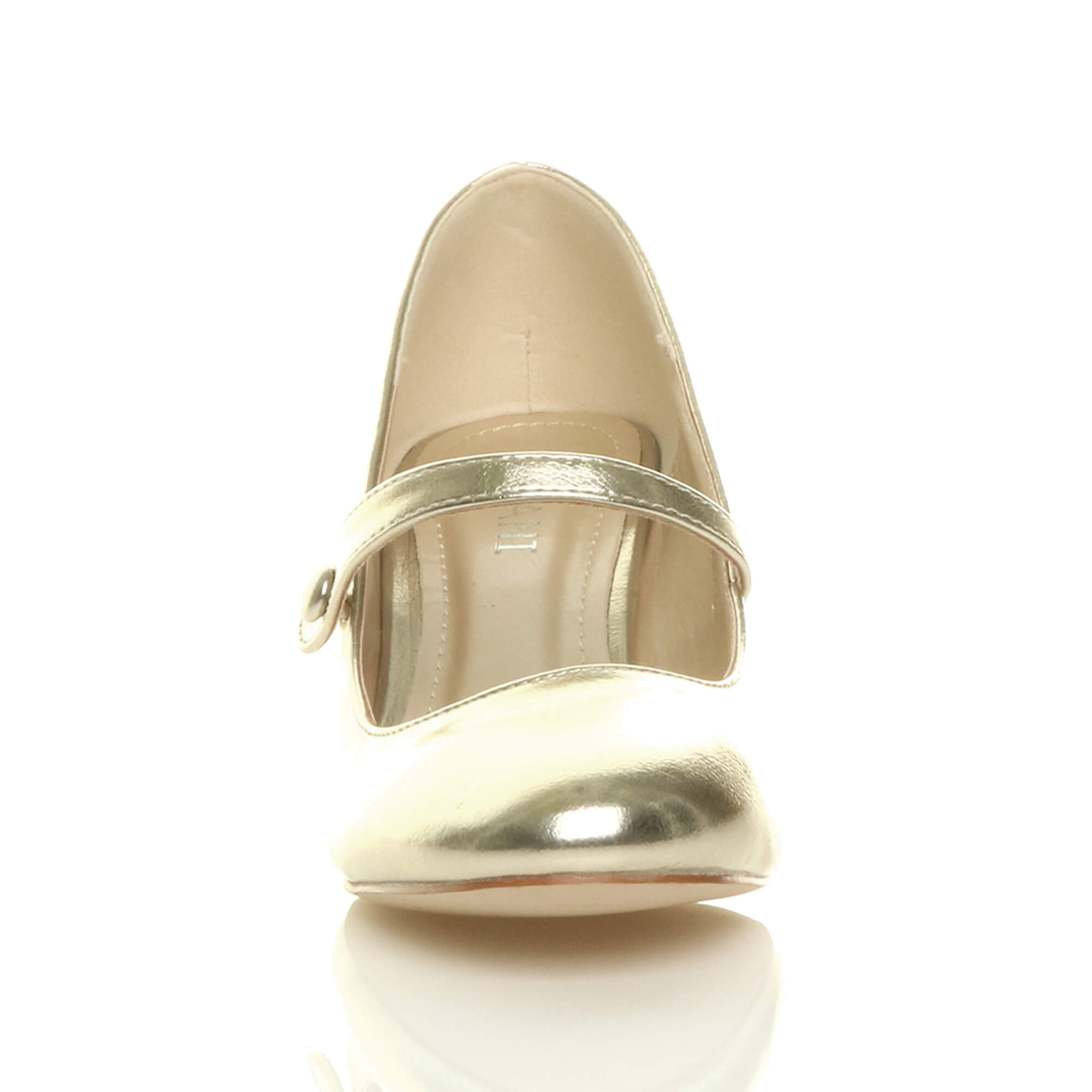 Gold AJVANI Gold Mid Heel Mary Jane Court Shoes, Image 6 of 6