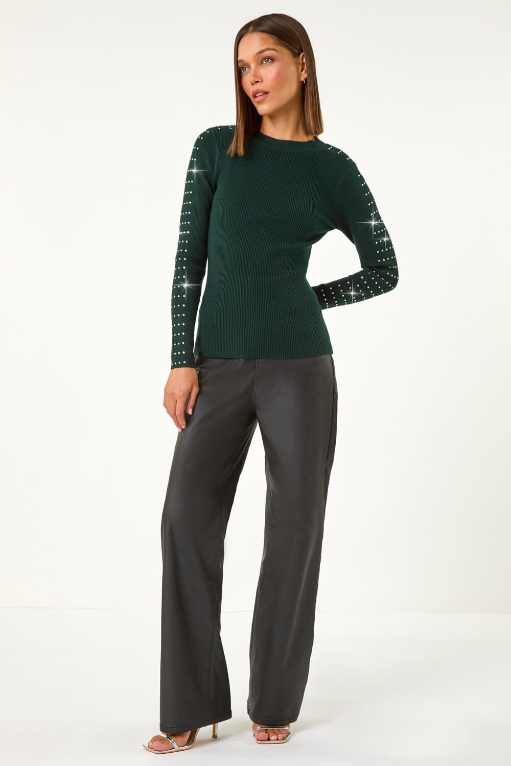 Forest Hotfix Stud Sleeve Jumper, Image 3 of 7