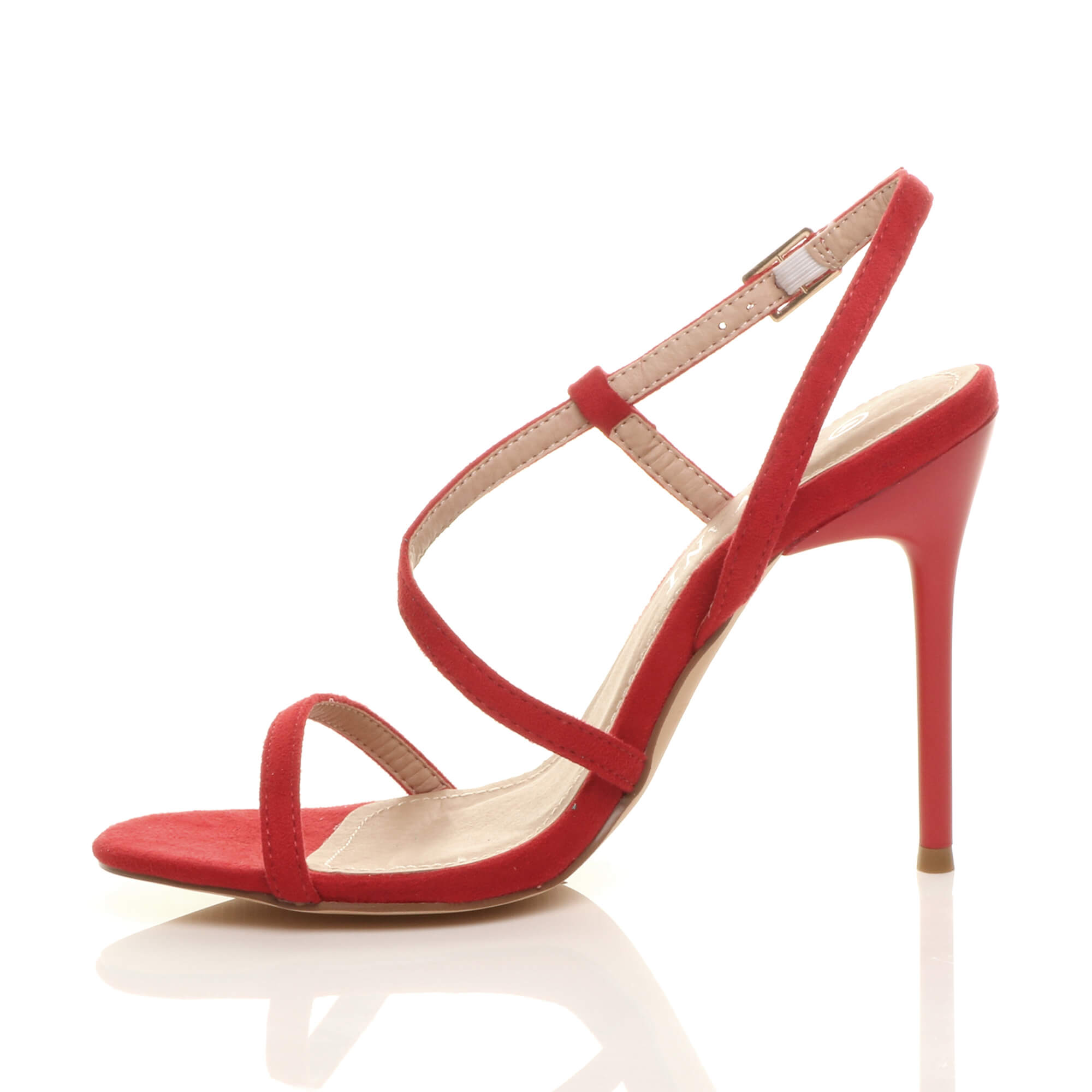 Red High Heel Party Barely There Sandals, Image 3 of 6