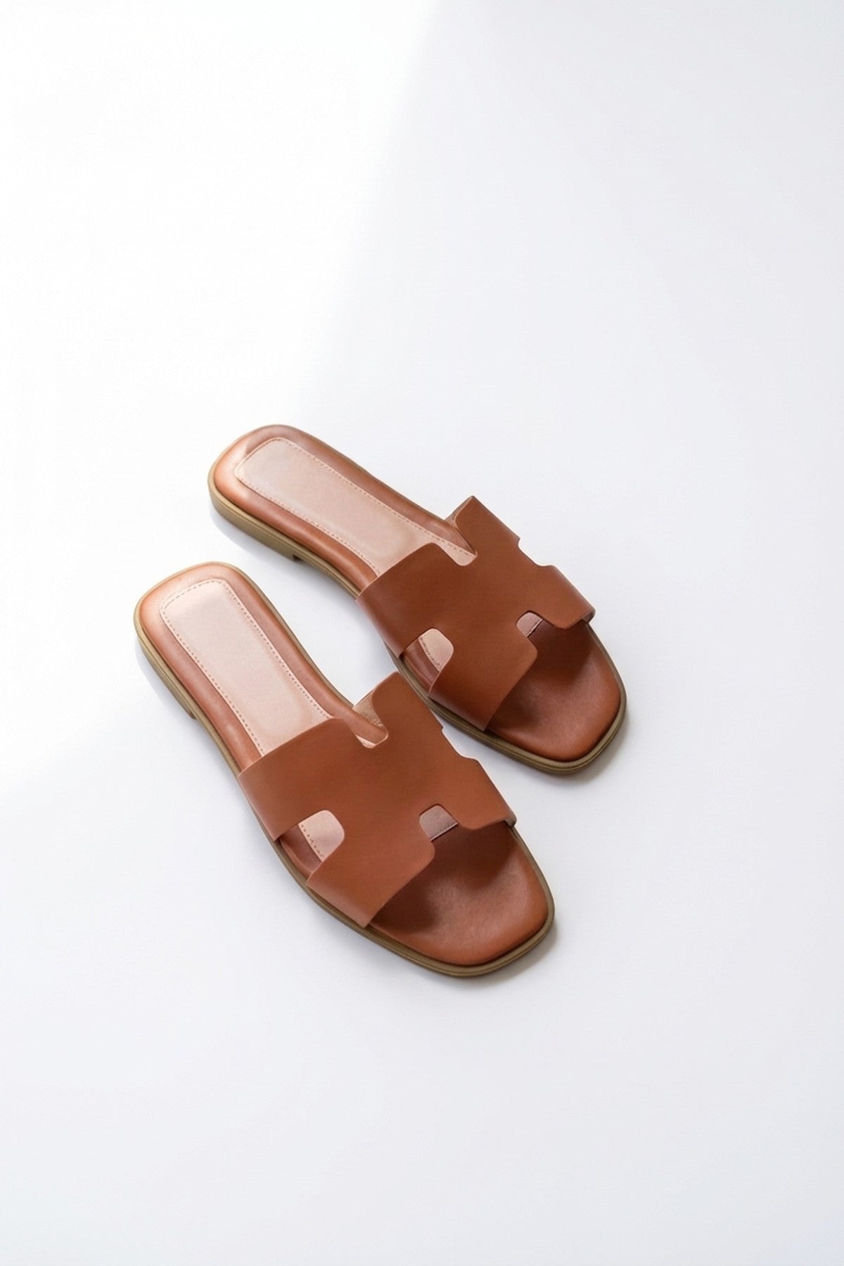 Tan iKrush Tan Aria Womens H-Strap Flat Slide Sandals, Image 4 of 8