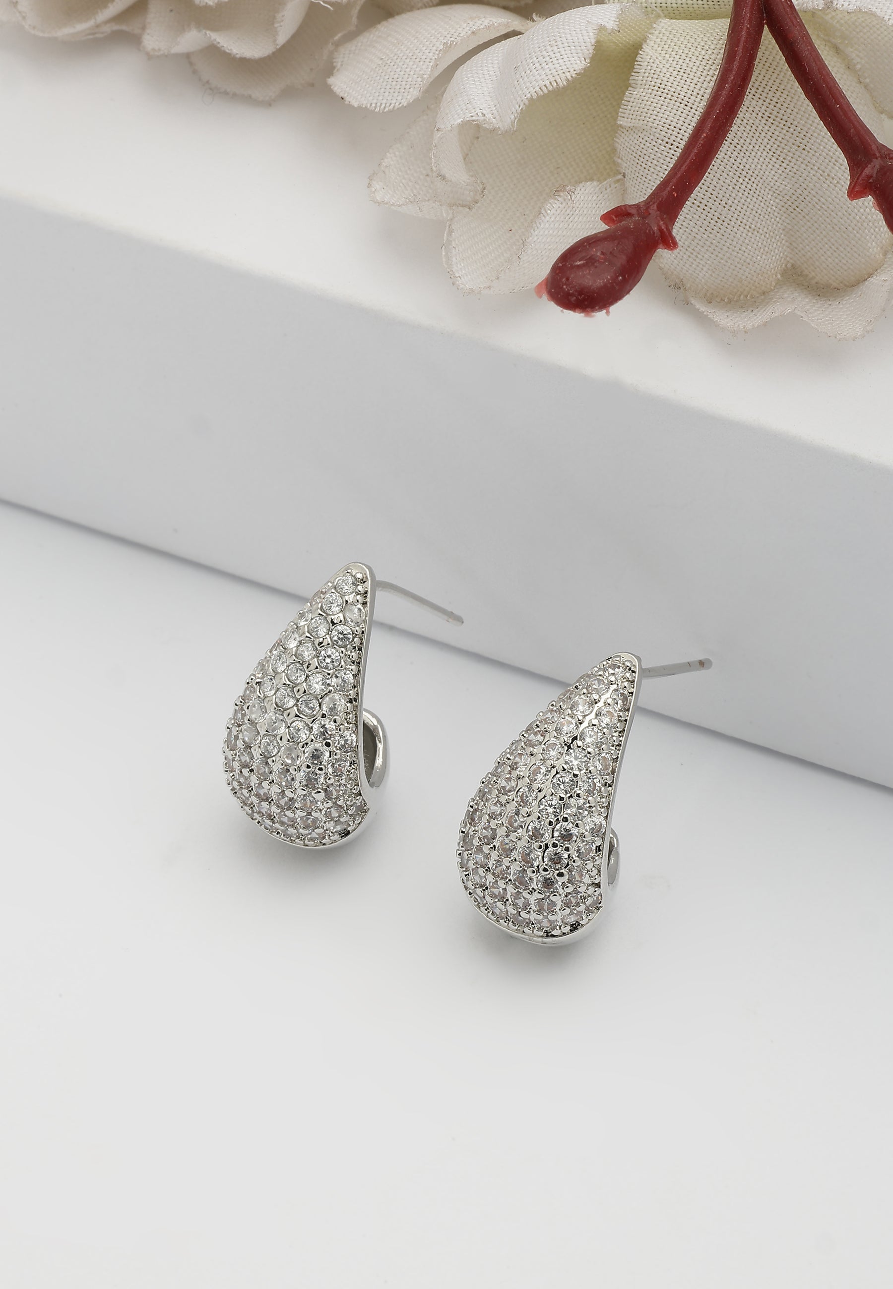 Silver Dewdrop Hoop Earrings, Image 2 of 5