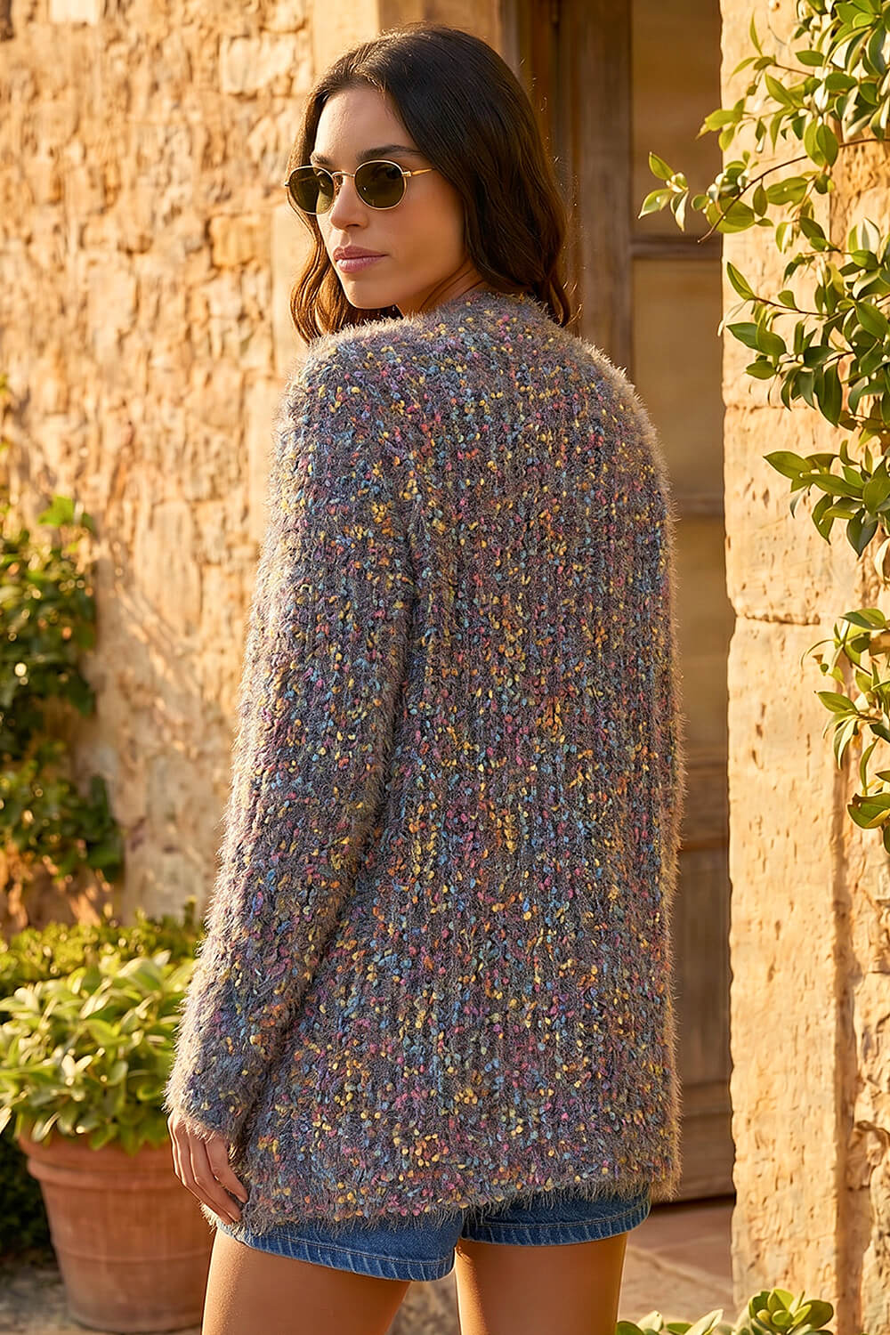 Navy Fluffy Sparkle Cardigan, Image 4 of 4