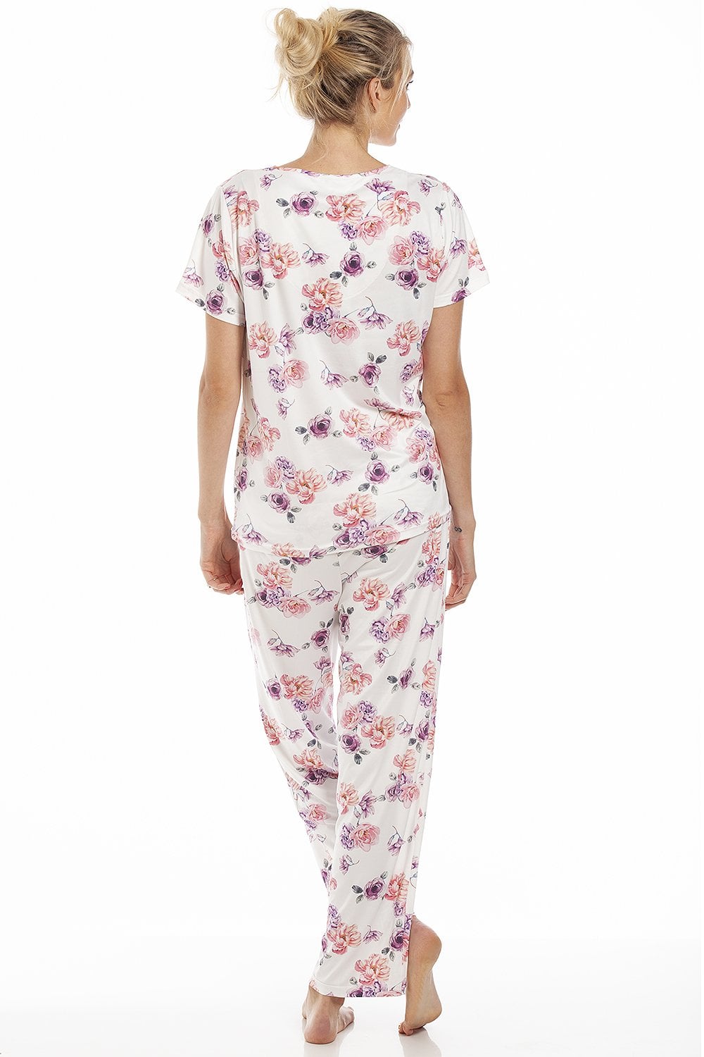 Cream Camille Lingerie Cream Lightweight Floral Print Pyjama Set, Image 5 of 5