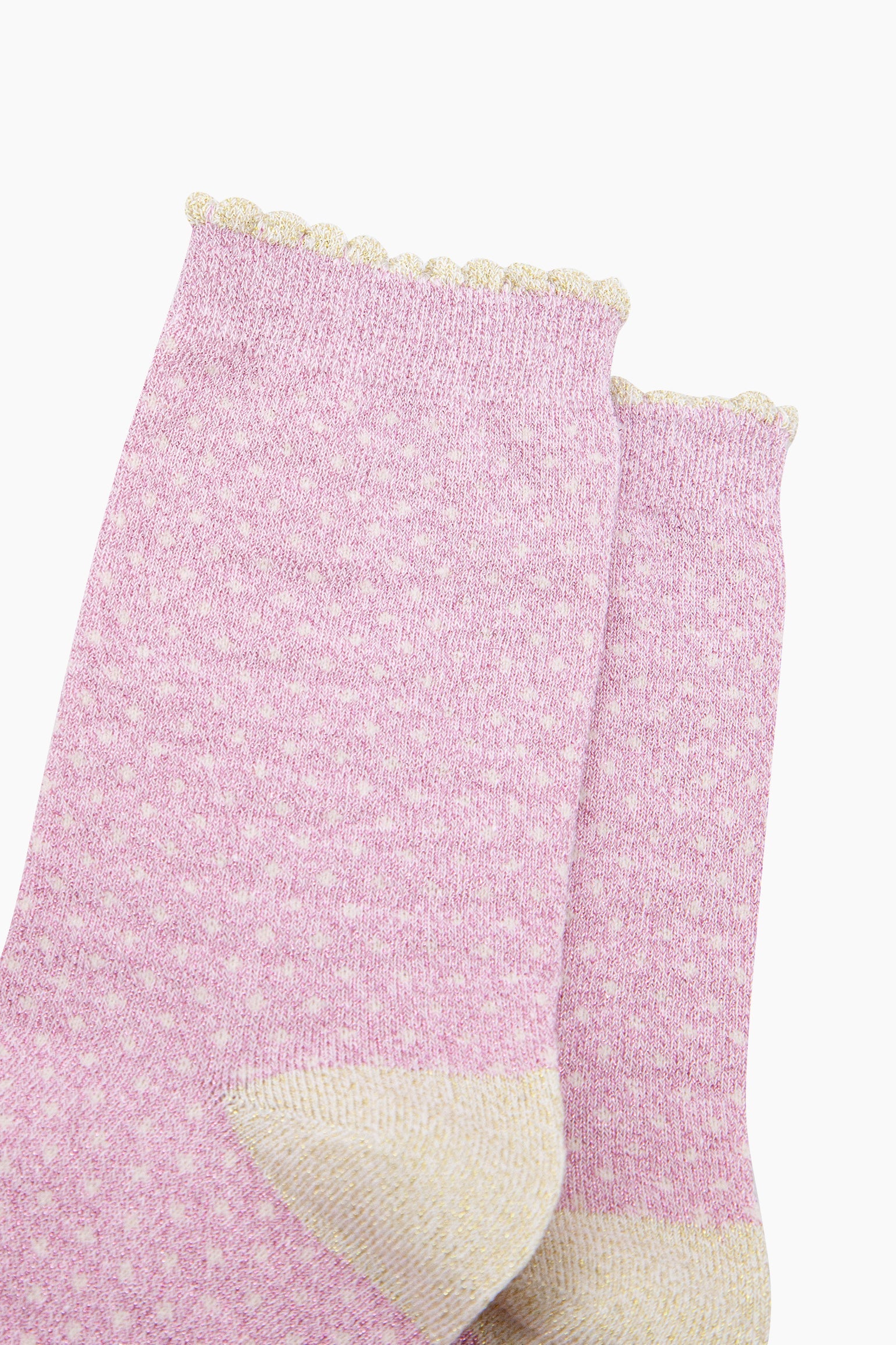 Light Pink Sock Talk Light Pink Polka Dots Combed Cotton Glitter Socks, Image 2 of 4
