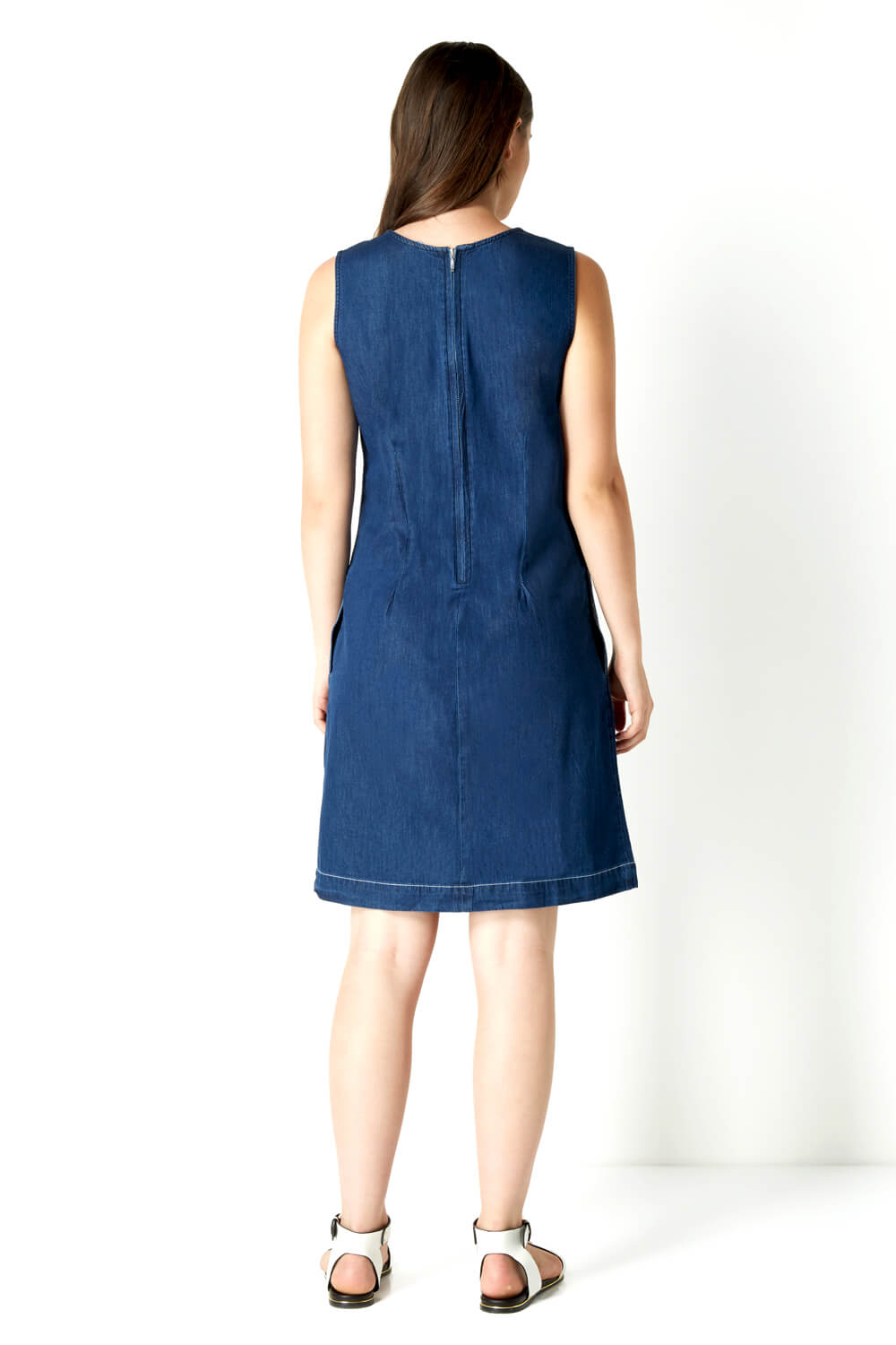 Blue Denim Shift Dress, Image 4 of 4