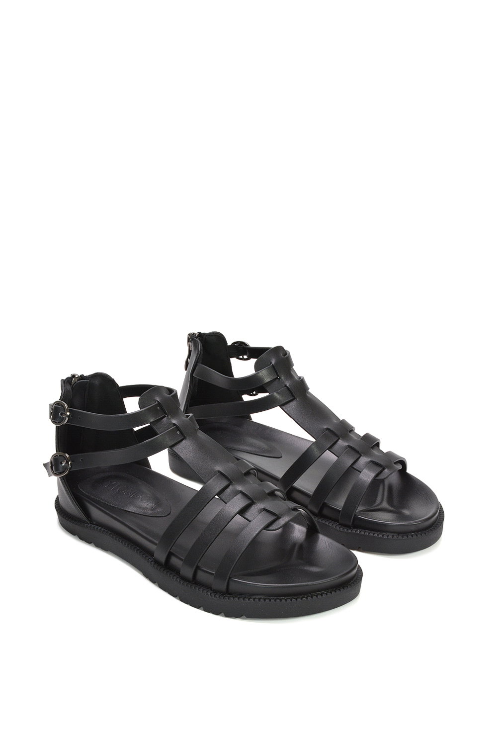 Black XY LONDON Black 'Haden' Flatform Gladiator Sandals With Chunky Sole, Image 5 of 6