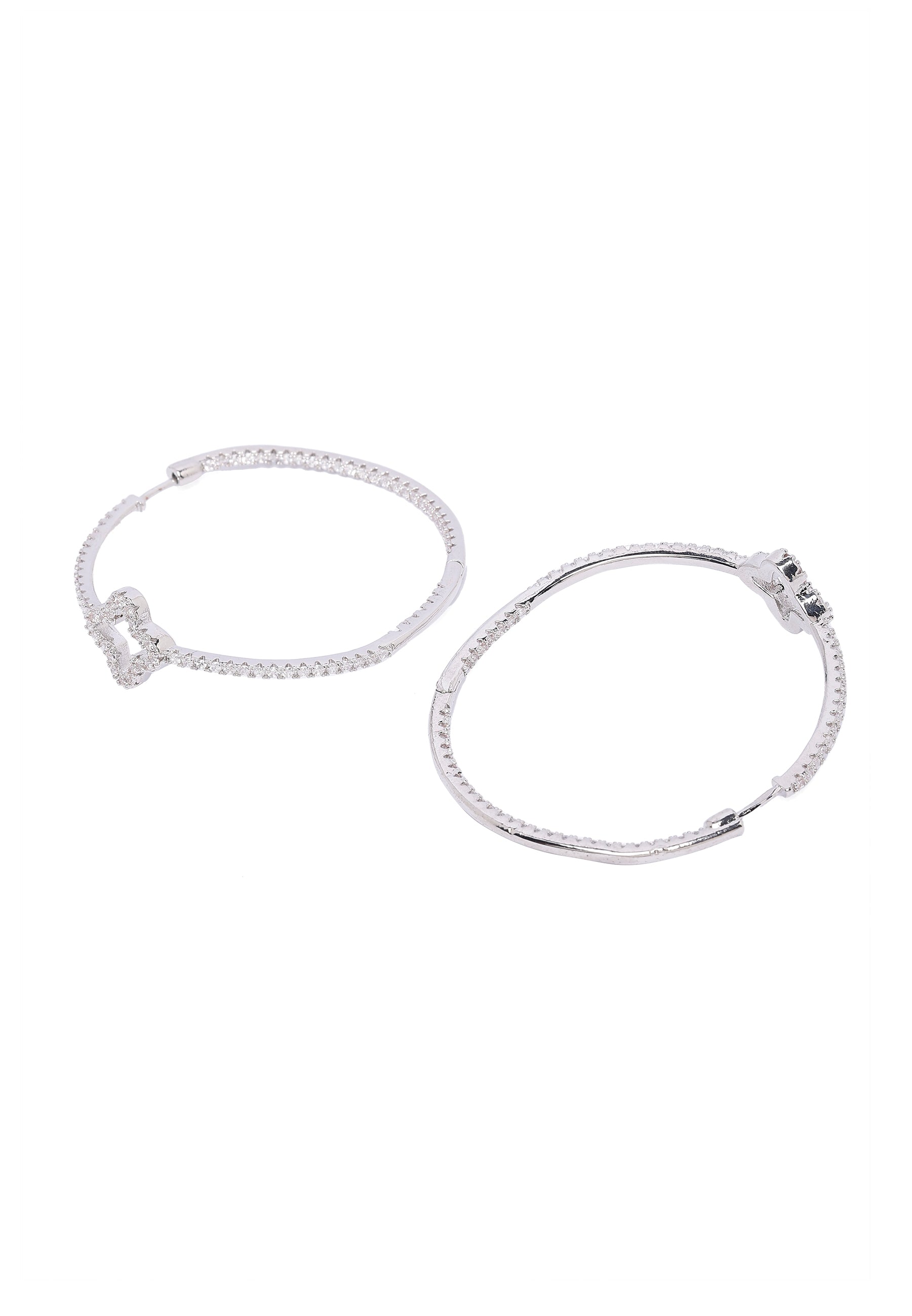 Silver Clover Hoop Earrings, Image 3 of 5