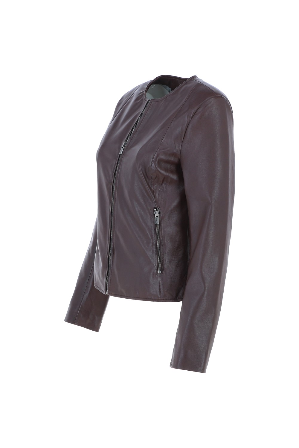 Brown Ashwood Leather Brown 'Corina' Collarless Casual Leather Jacket, Image 3 of 4