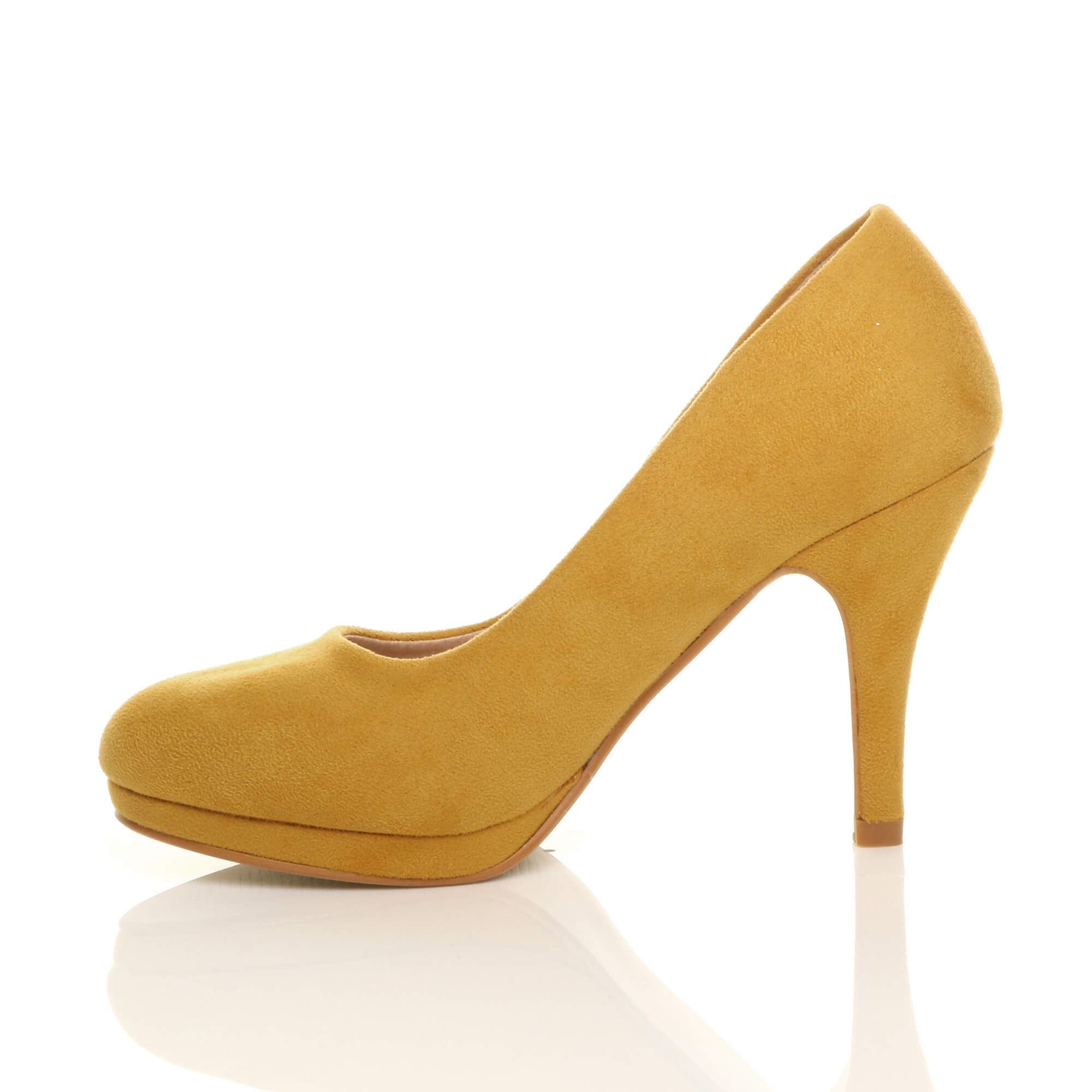 Yellow AJVANI Yellow Mid High Heel Court Shoes, Image 3 of 6