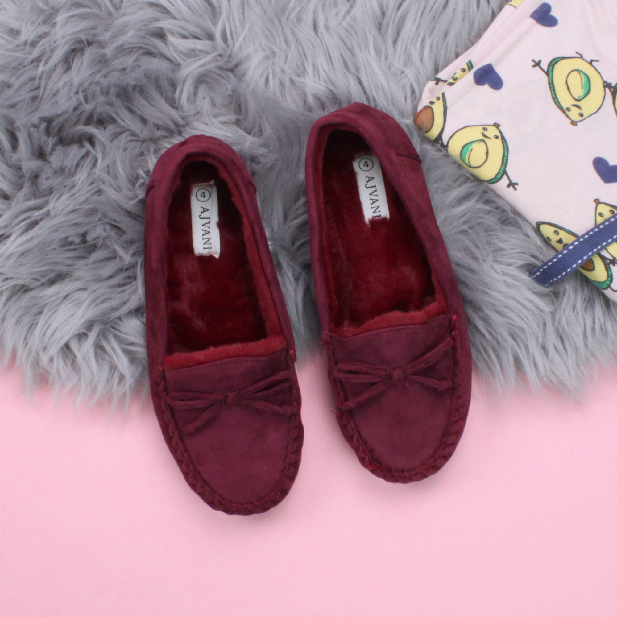 Burgundy Boat Shoes Moccasins Slippers, Image 4 of 6